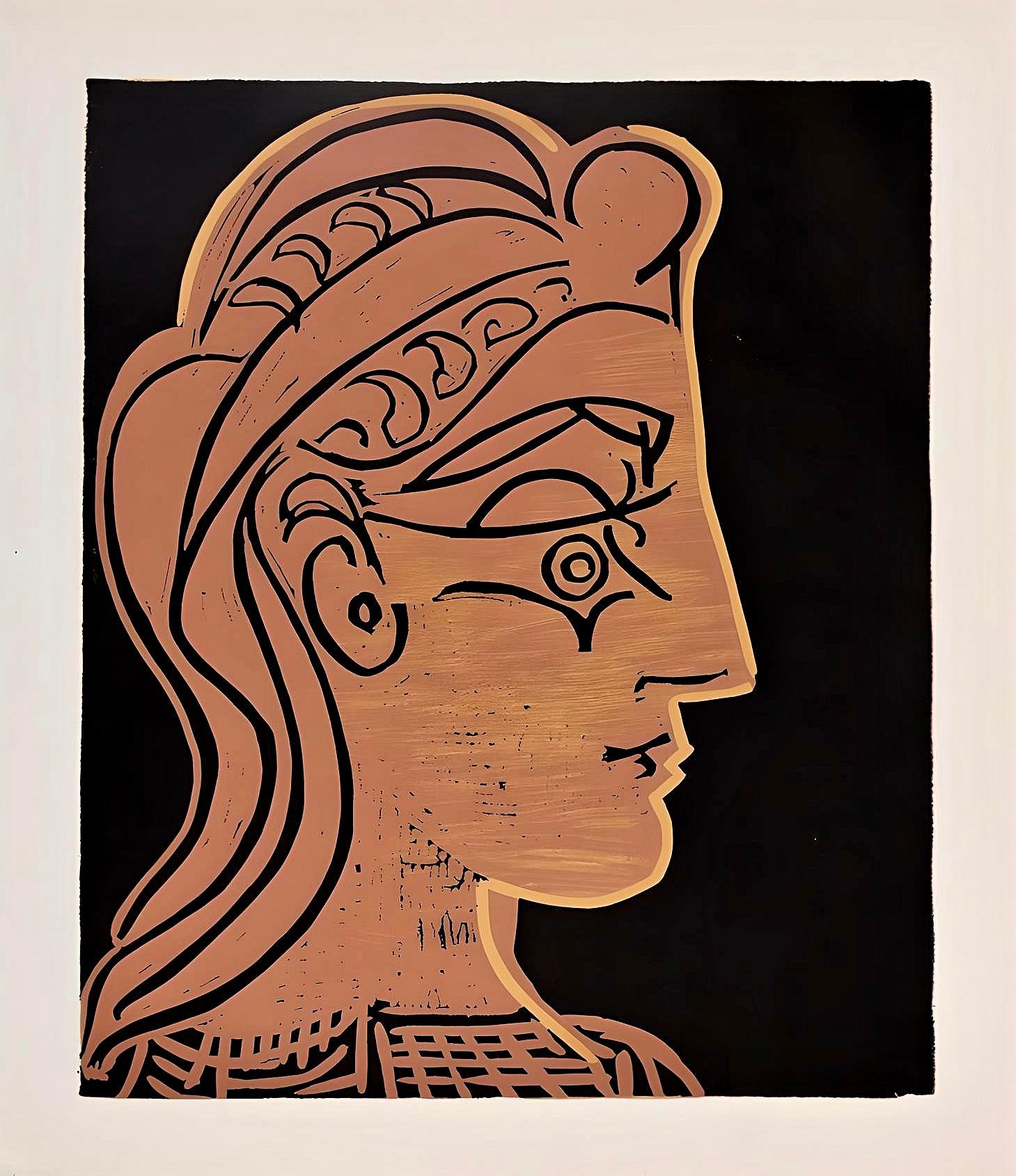 Picasso, Head of a Woman in Profile, Pablo Picasso-Linogravures (after) For Sale 4