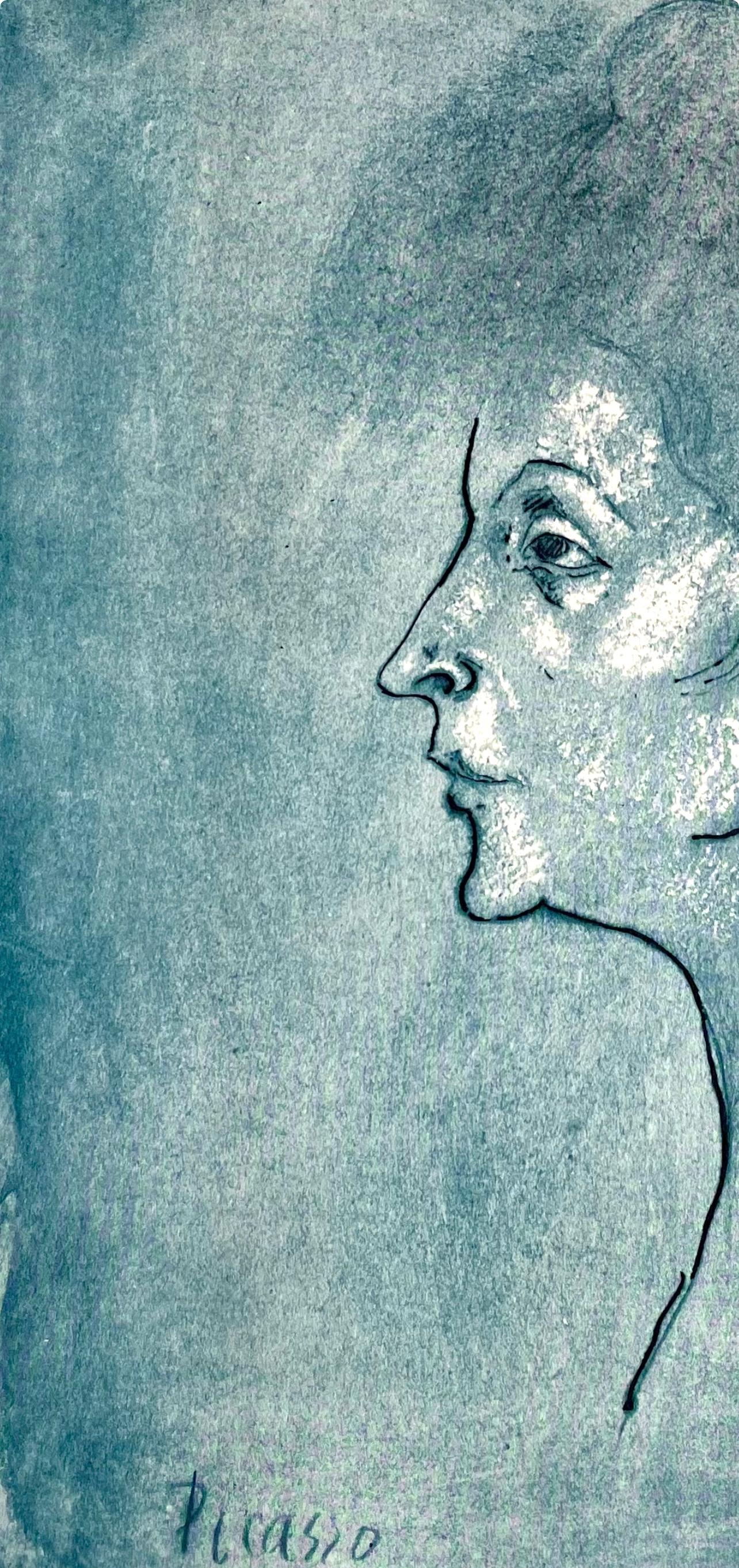 Picasso, Kopf einer Frau (Orozco 95), Picasso (nach) (Blau), Landscape Print, von Pablo Picasso