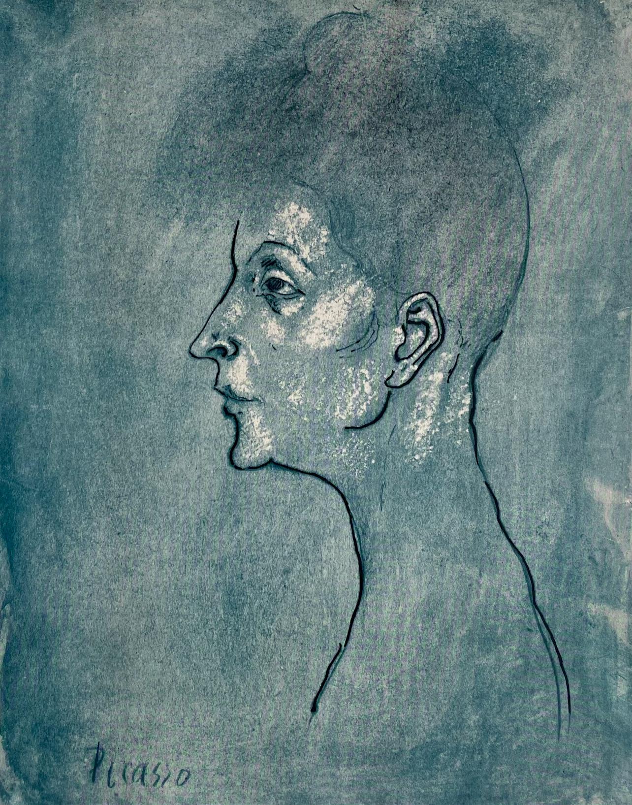 Pablo Picasso Abstract Print – Picasso, Kopf einer Frau, Picasso: Fünfzehn Zeichnungen (nach)