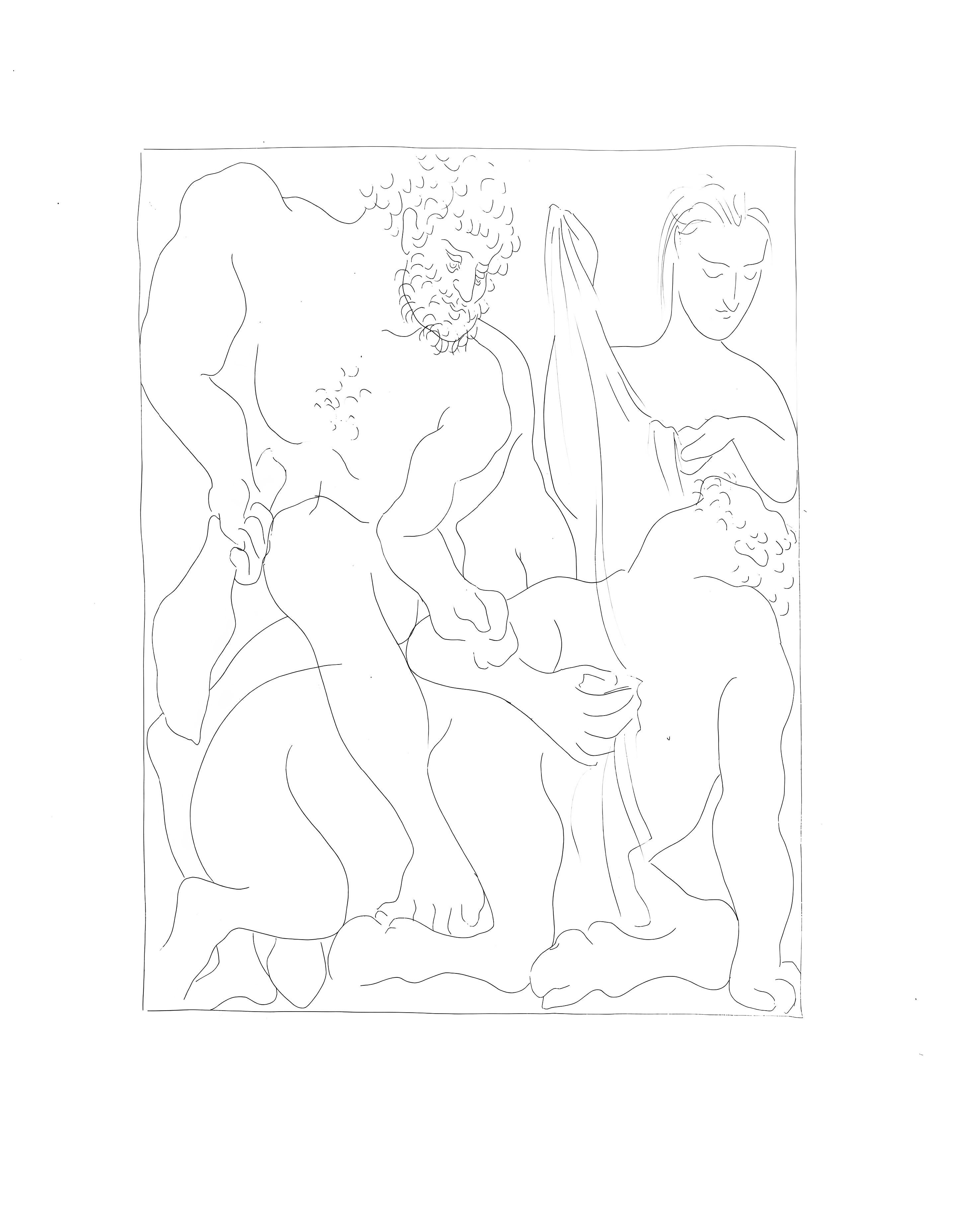 Lithograph on vélin papier Vergé fin blanc des papeteries de Bellerive paper. Paper size: 11.02 x 8.66 inches. Inscription: Unsigned and unnumbered, as issued. Notes: From the folio, Suite des reproductions des Eaux-fortes de Pablo Picasso pour