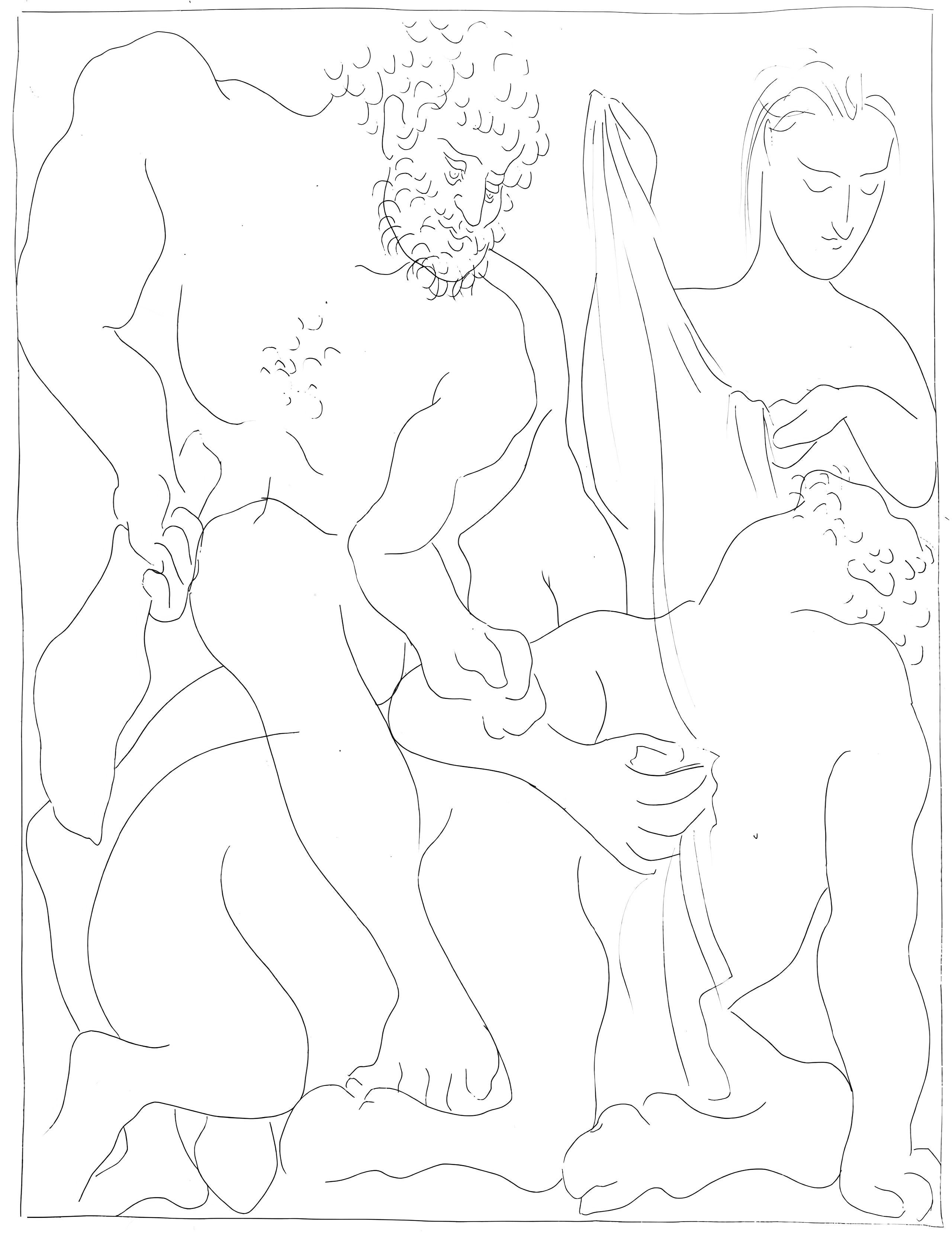 Pablo Picasso Figurative Print - Picasso, Hercule tue le centaure Nessus, Les Métamorphoses (after)