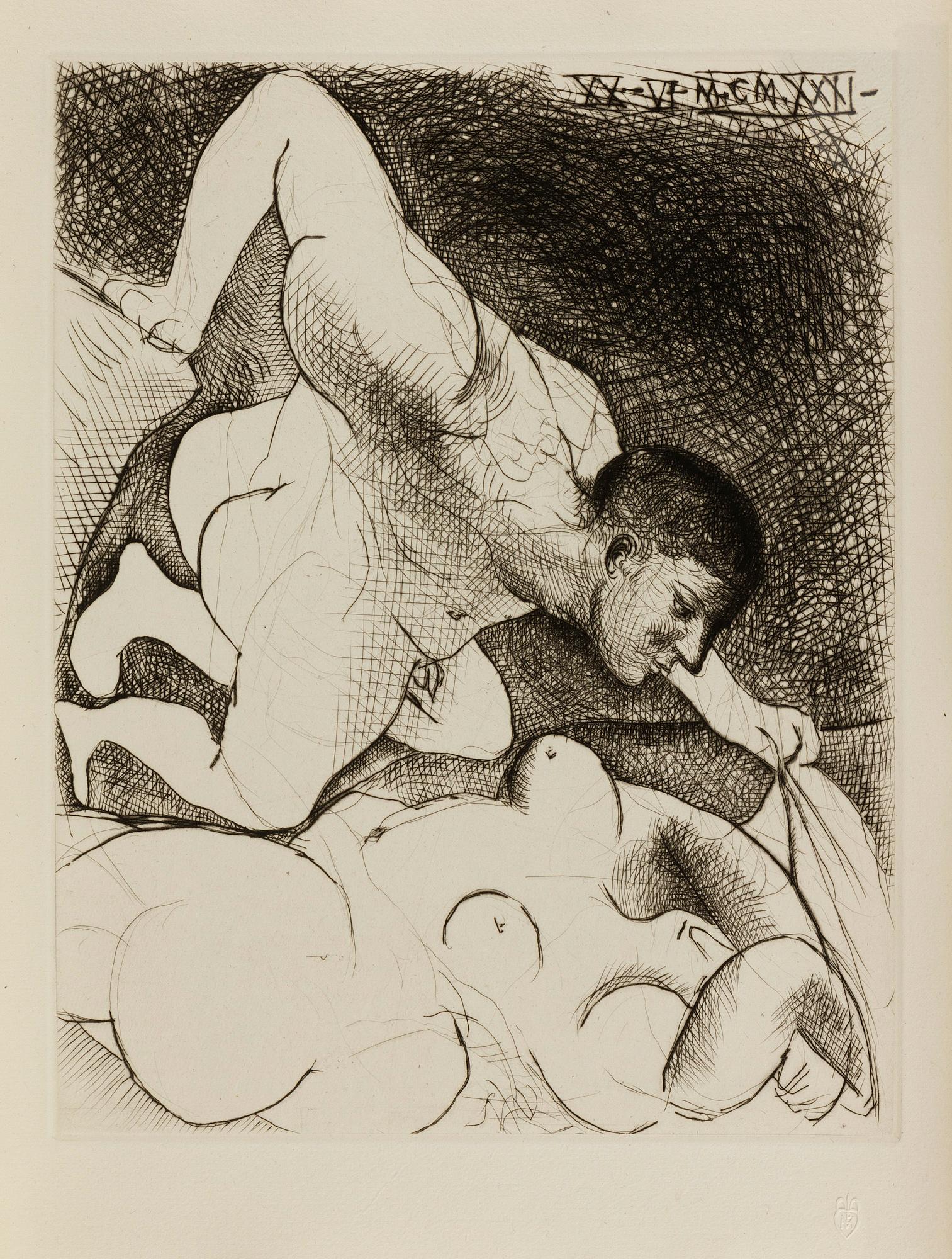 Pablo Picasso Figurative Print - Picasso: Homme dévoilant une femme Bloch 138