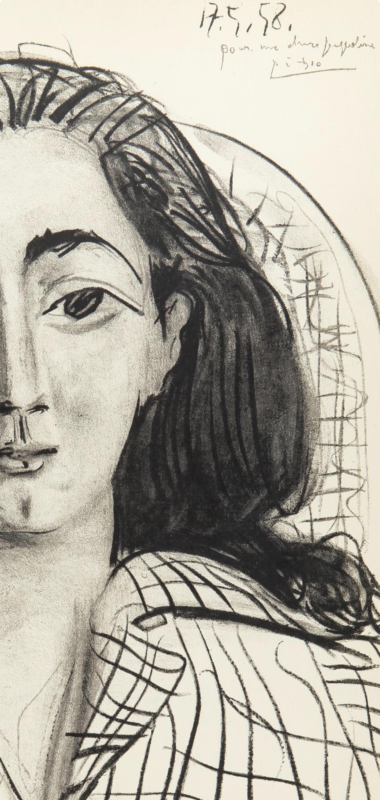 Picasso, Jacqueline (Bloch 120; Cramer 127), Les Dames de Mougins (nach) (Beige), Landscape Print, von Pablo Picasso