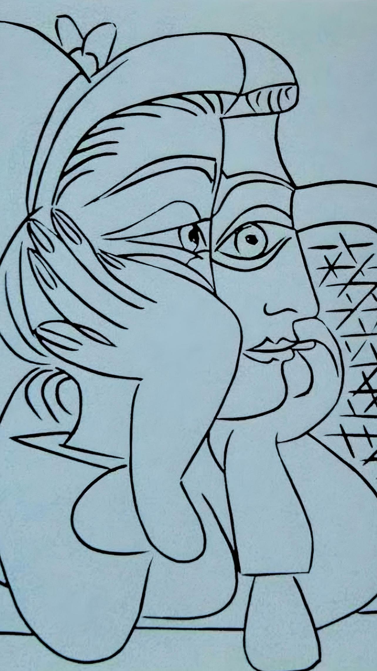 Picasso, Jacqueline Leaning on Her Elbows, Éditions Cercle d’Art (after) - Print by Pablo Picasso
