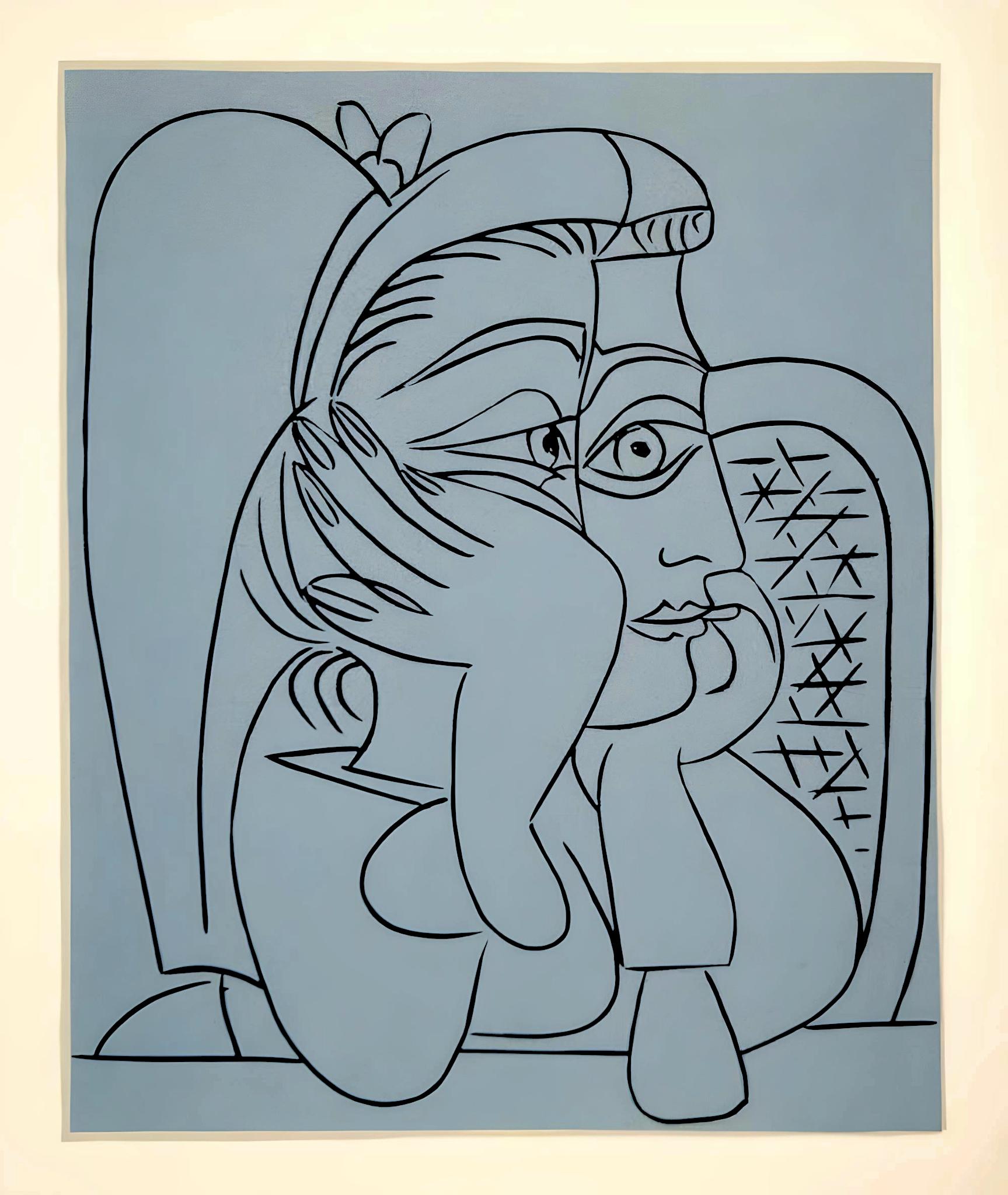 Picasso, Jacqueline Leaning on Her Elbows, Éditions Cercle d’Art (after) - Cubist Print by Pablo Picasso