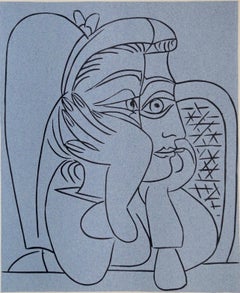 Picasso, Jacqueline allongée sur ses armoiries, Pablo Picasso-Linogravures (après)