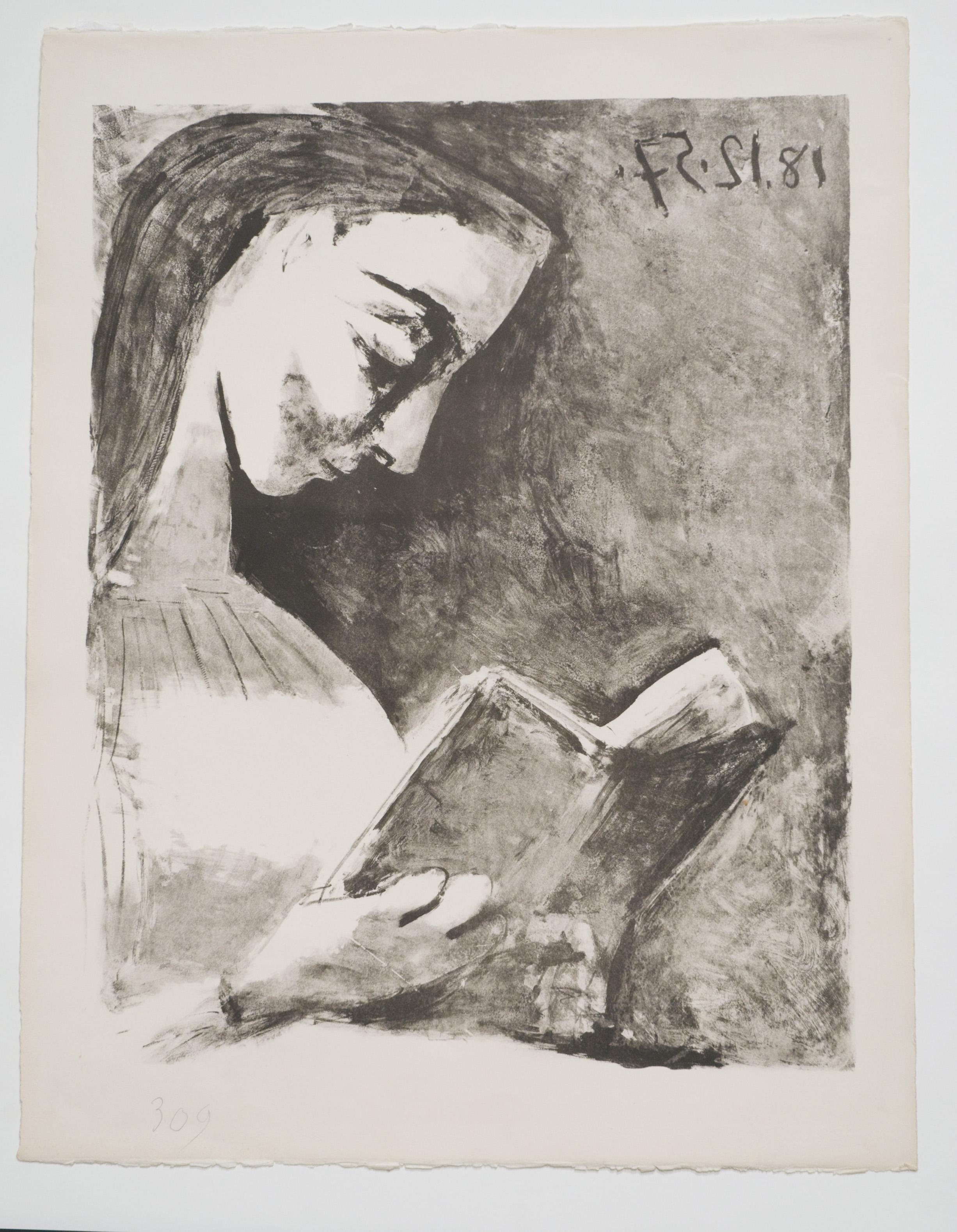 Pablo Picasso Portrait Print - Picasso: Jacqueline lisant B851