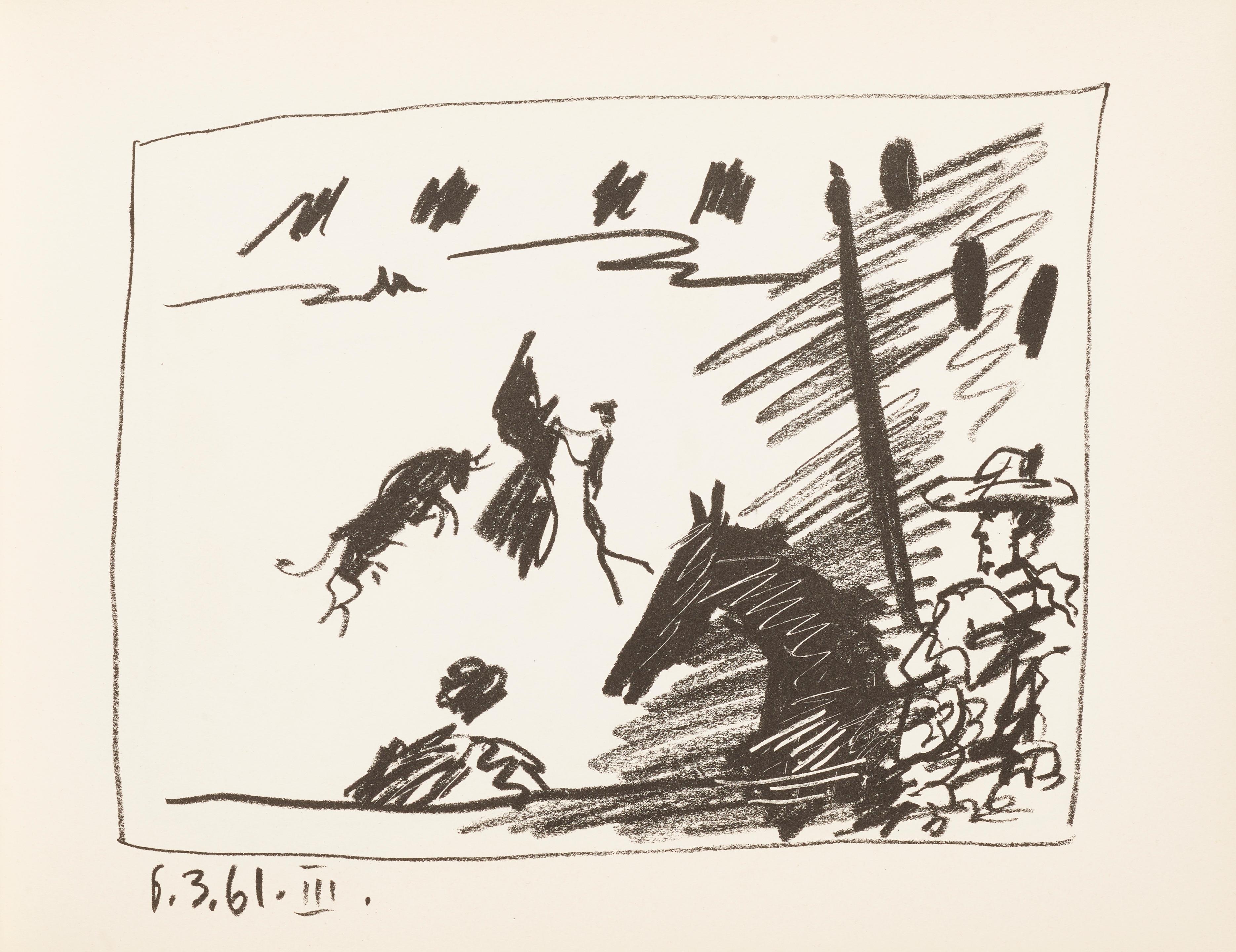 Pablo Picasso Figurative Print – Picasso, Jeu de la cape (geb. 1014-47; um 113), A Los Toros Avec Picasso (nach)