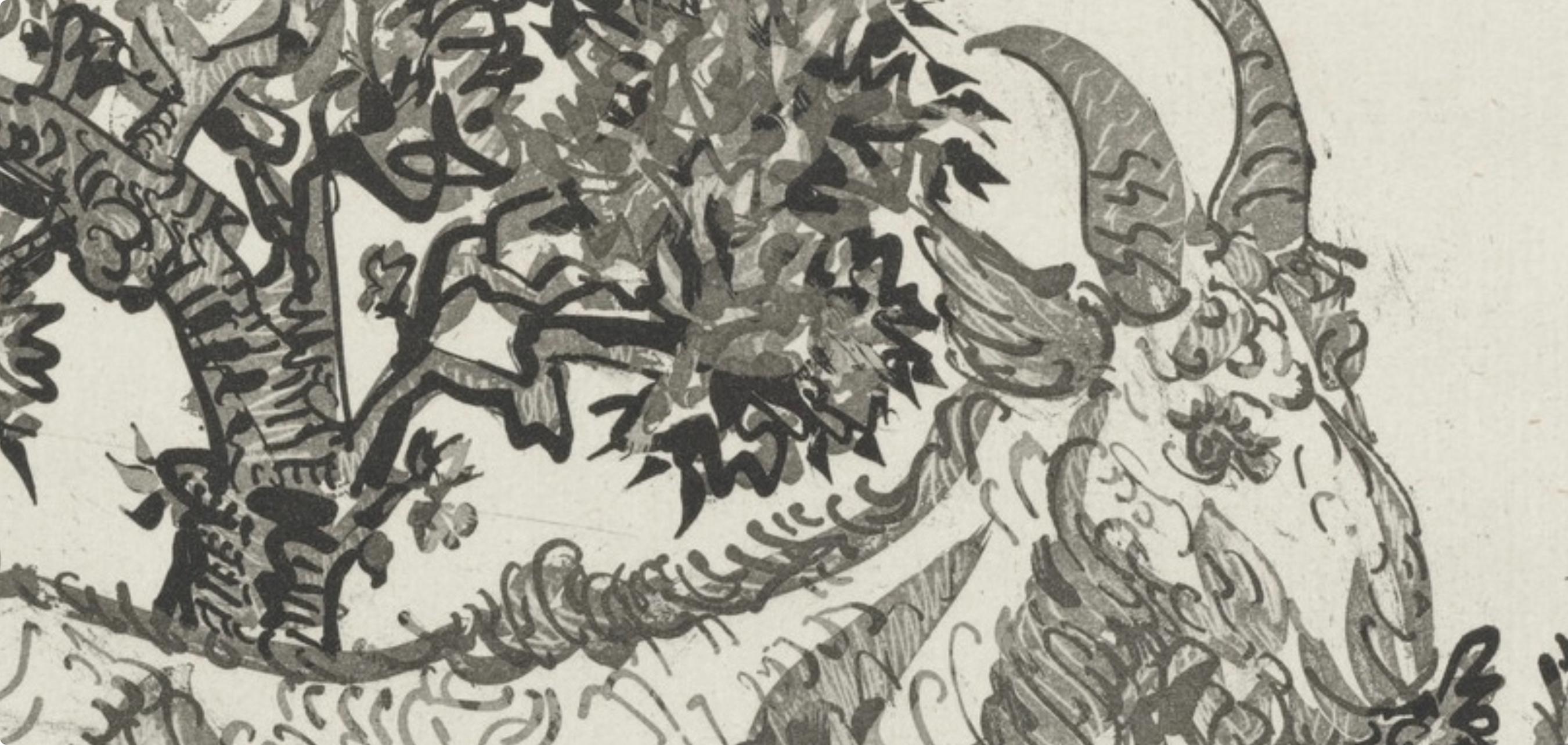 Lithographie sur papier bouffant des Papeteries de Casteljoux. Non signé et non numéroté, tel que publié. Bon état. Notes : D'après l'in-folio, Eaux-fortes originales pour des textes de Buffon (Histoire naturelle), 1970. Publié par Martin Fabiani,
