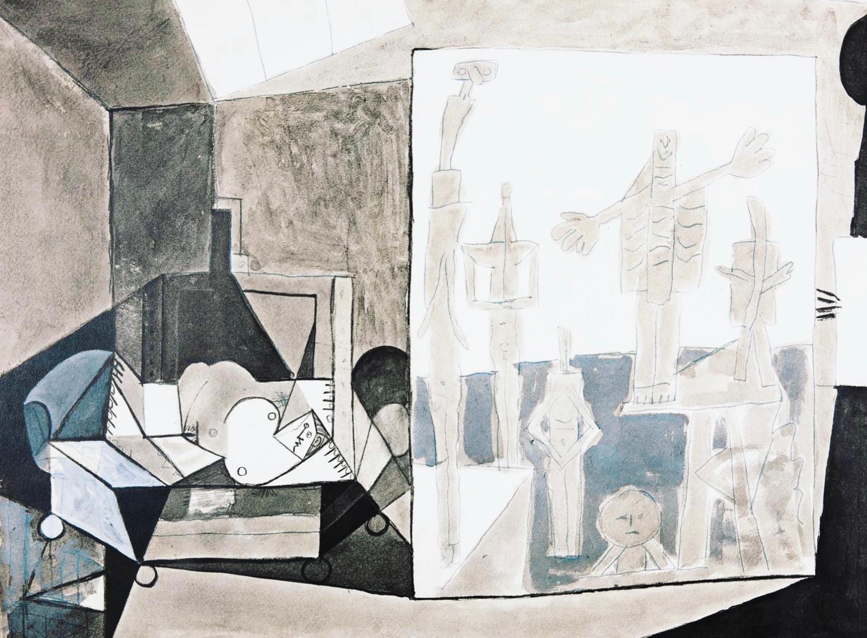 Picasso, La Chute d'Icare, 6.12.57. (Cramer 155) (après) - Print de Pablo Picasso