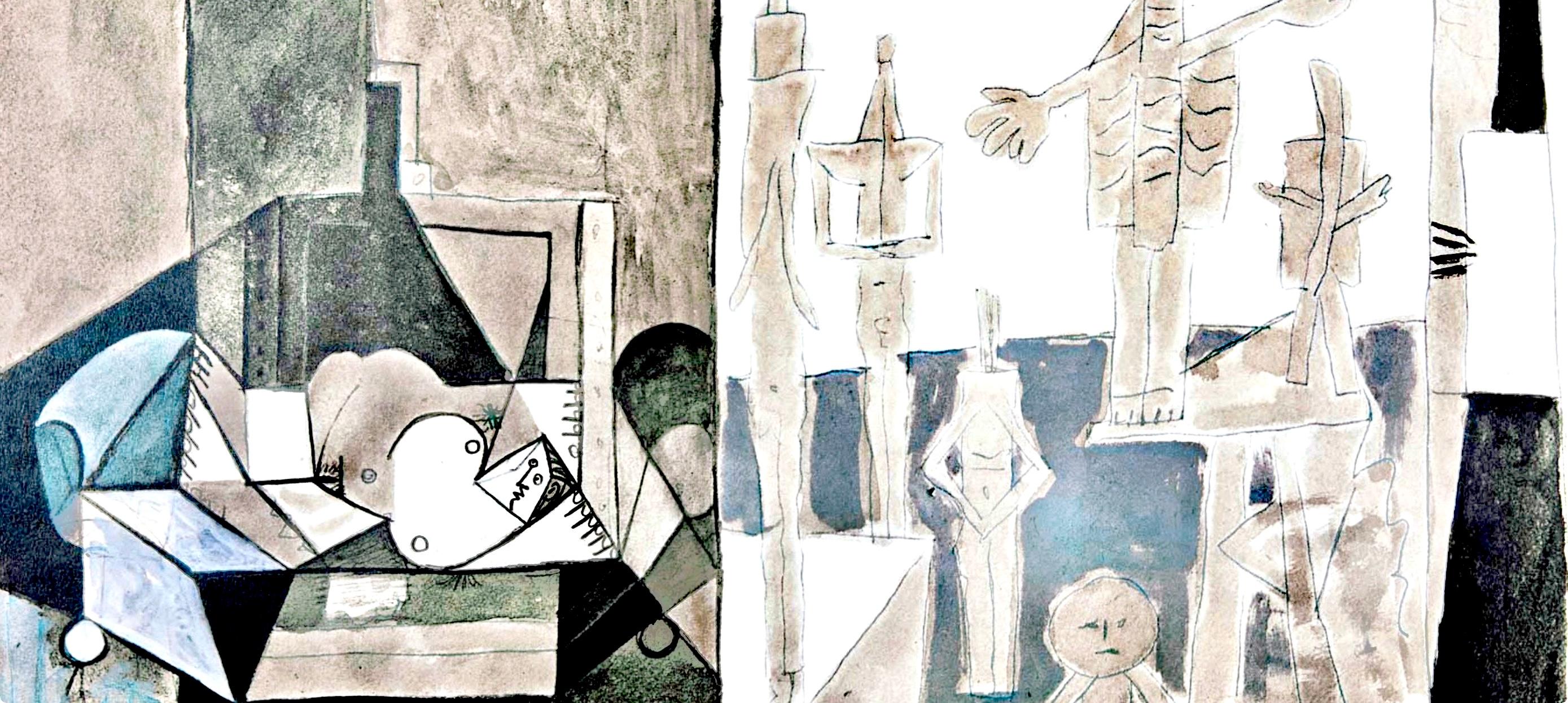 Picasso, La Chute d'Icare, 6.12.57. (Cramer 155) (nach) (Grau), Figurative Print, von Pablo Picasso