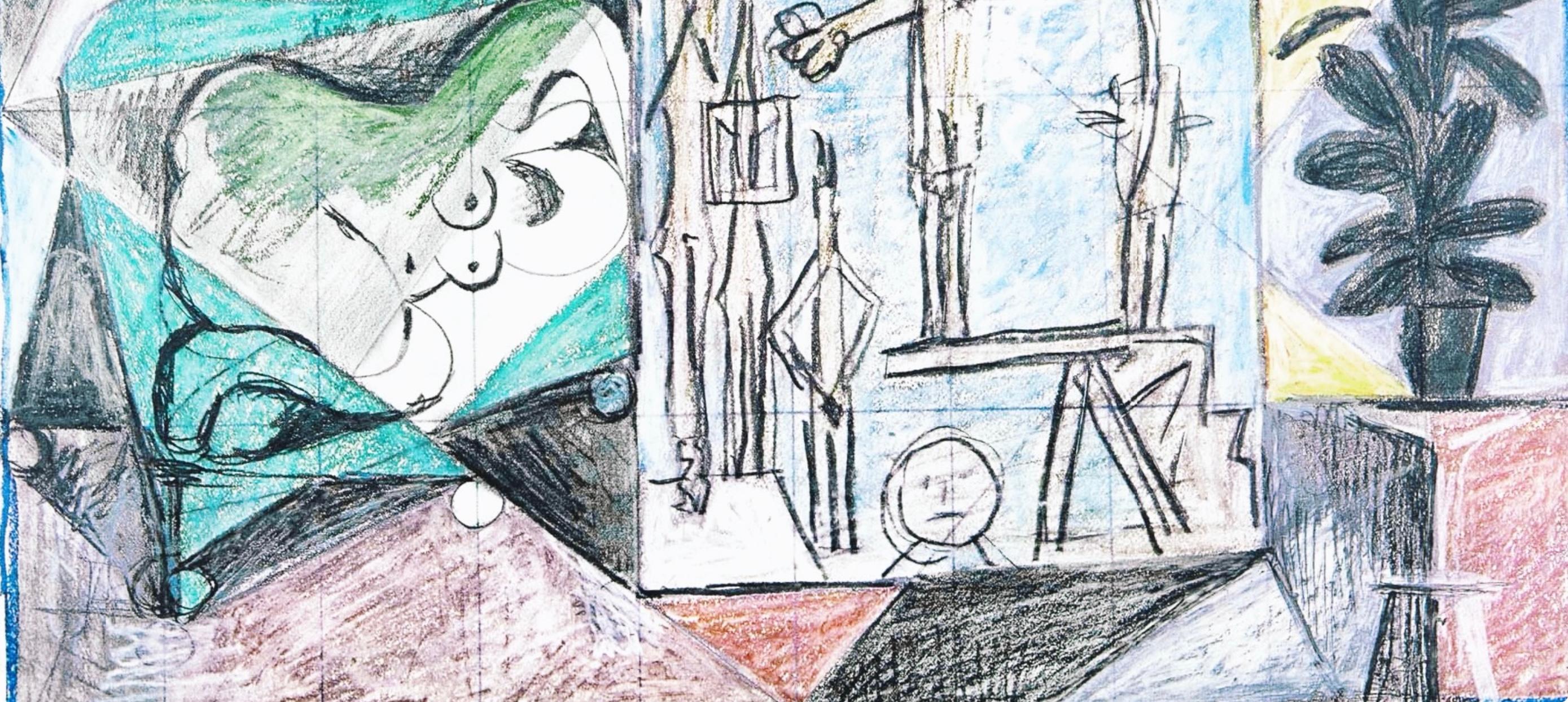 Picasso, La Chute d'Icare, 7.1.58. II (Cramer 155) (after) - Gray Abstract Print by Pablo Picasso