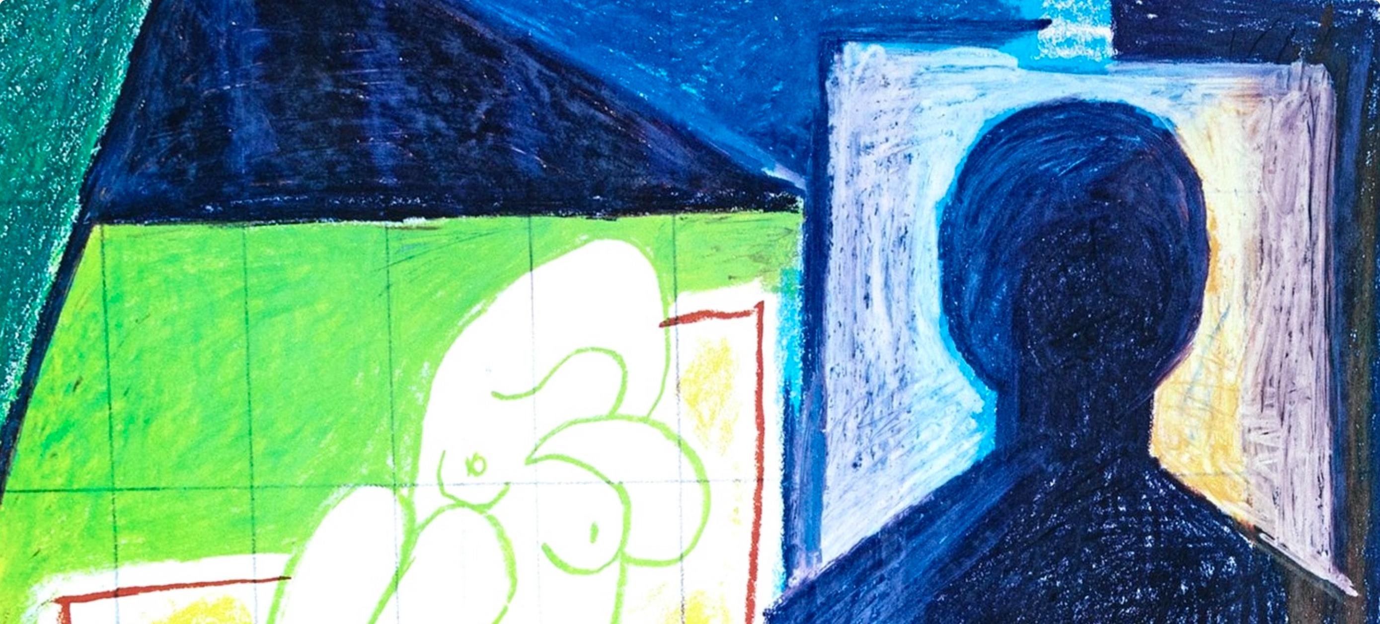 Picasso, La Chute d'Icare, 7.1.58. IV (Cramer 155) (nach) (Blau), Figurative Print, von Pablo Picasso