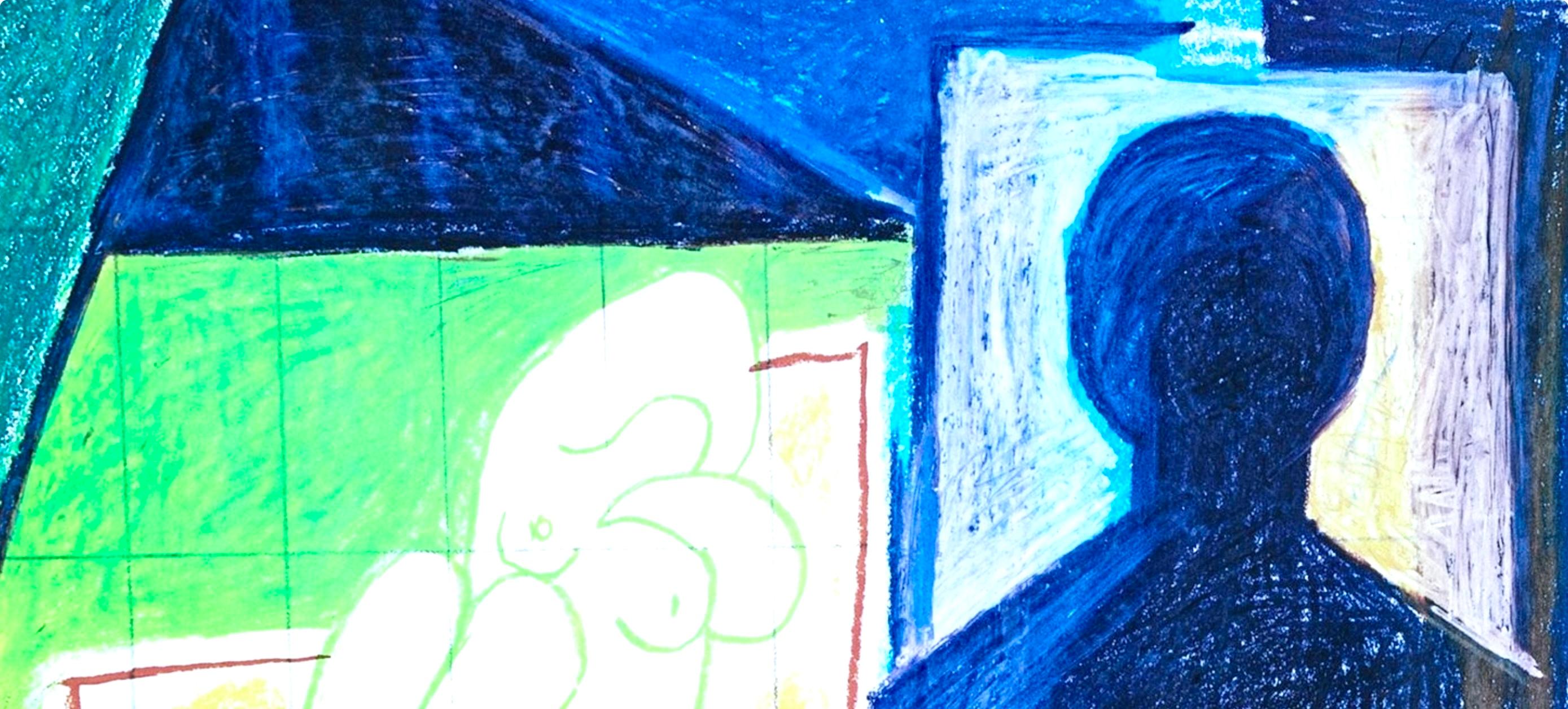 Picasso, La Chute d'Icare, 7.1.58. IV (Cramer 155) (after) - Blue Figurative Print by Pablo Picasso