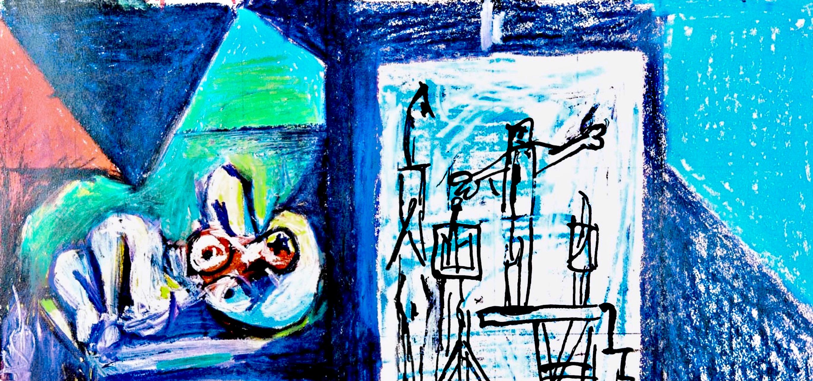 Picasso, La Chute d'Icare, 8.1.58. (Cramer 155) (nach) (Blau), Figurative Print, von Pablo Picasso