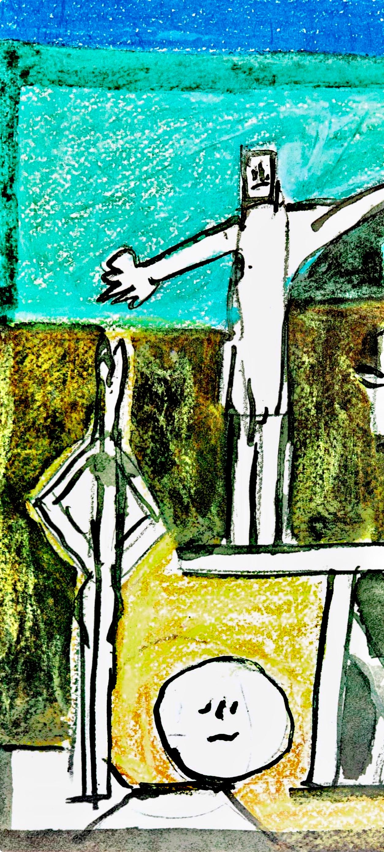 Picasso, La Chute d'Icare, Sans titre (Cramer 155) (nach) (Blau), Figurative Print, von Pablo Picasso