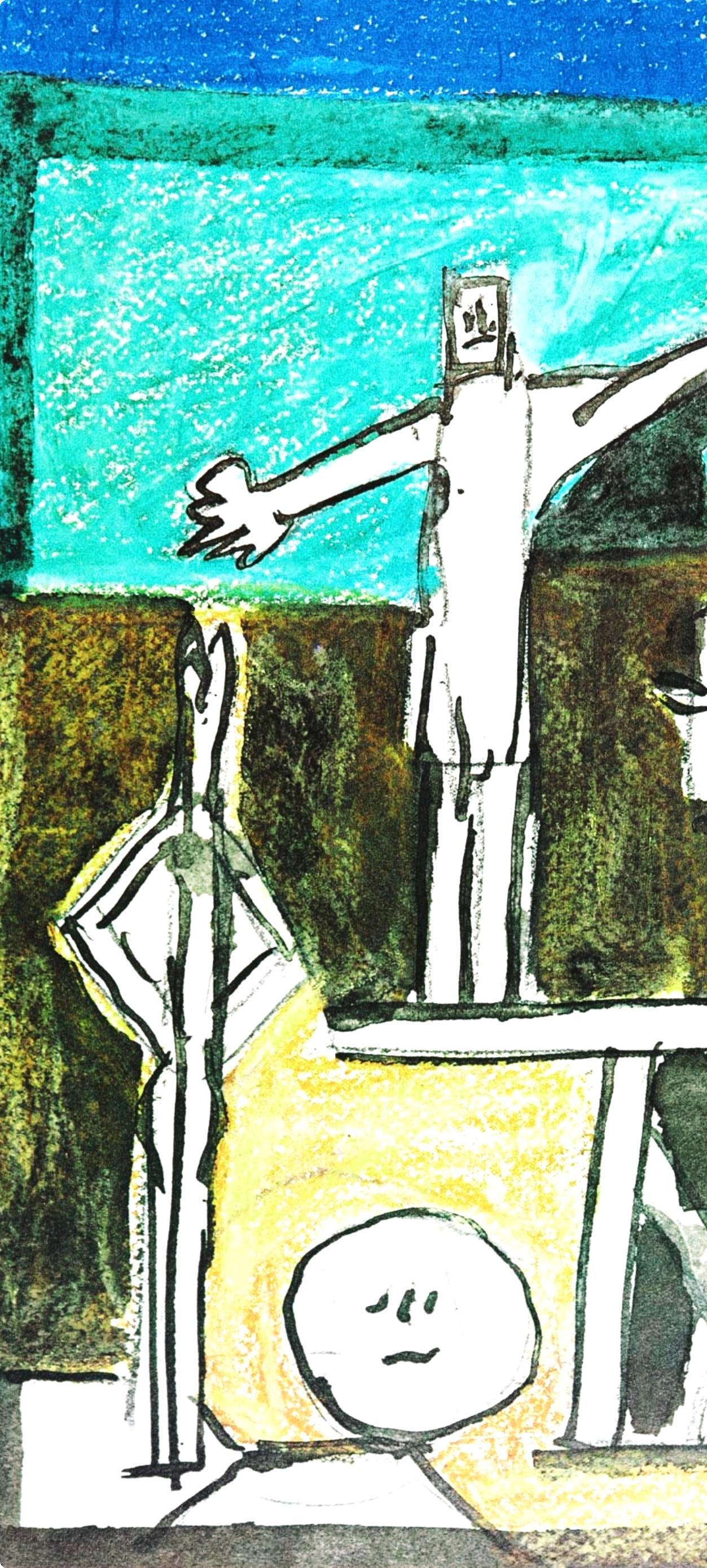 Picasso, La Chute d'Icare, Sans titre (Cramer 155) (after) - Blue Figurative Print by Pablo Picasso