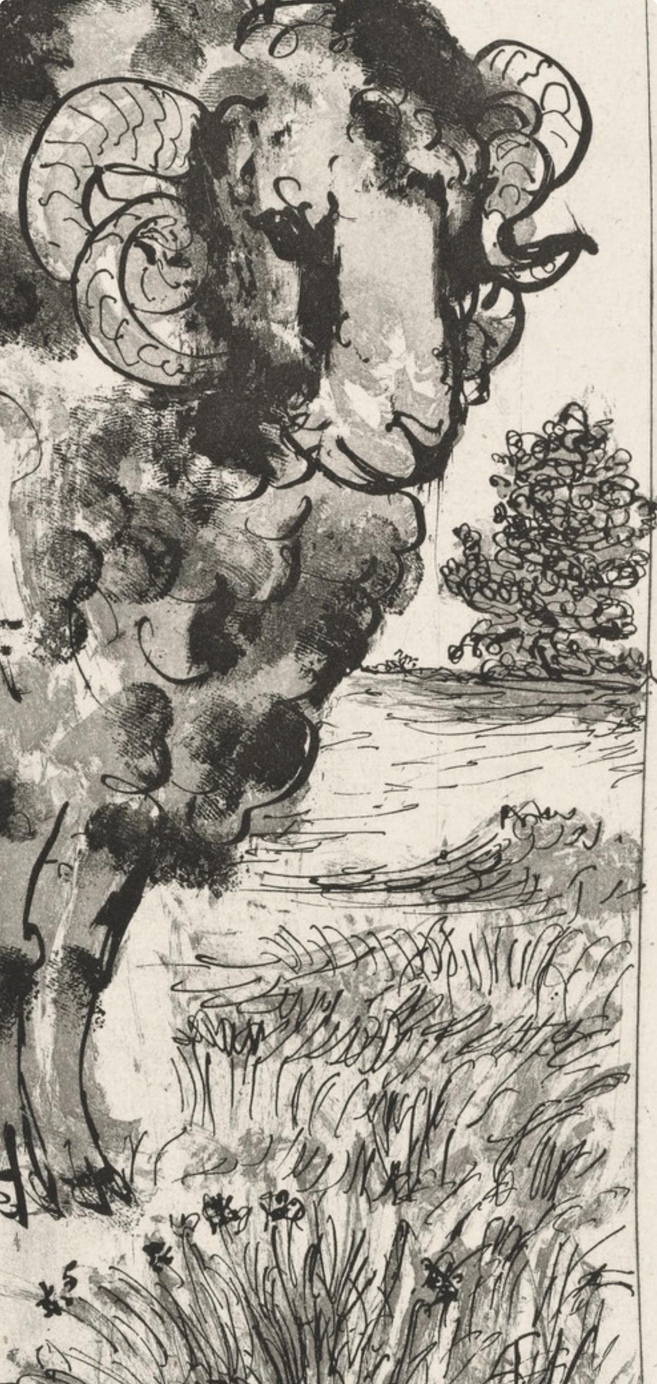 Picasso, Le Bélier, Histoire naturelle (d'après) - Beige Animal Print par Pablo Picasso
