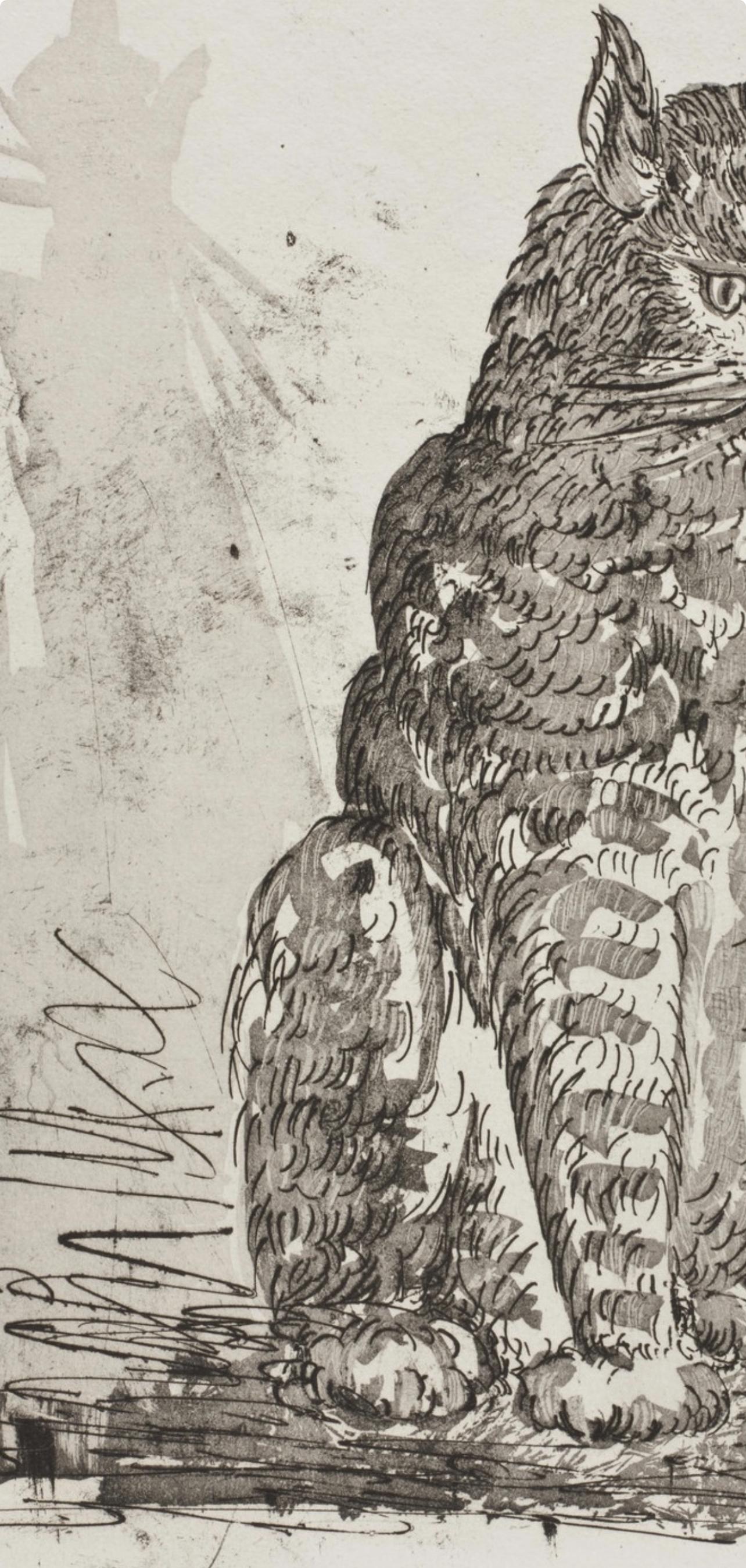 Picasso, Le Chat, Histoire naturelle (after) - Gray Landscape Print by Pablo Picasso