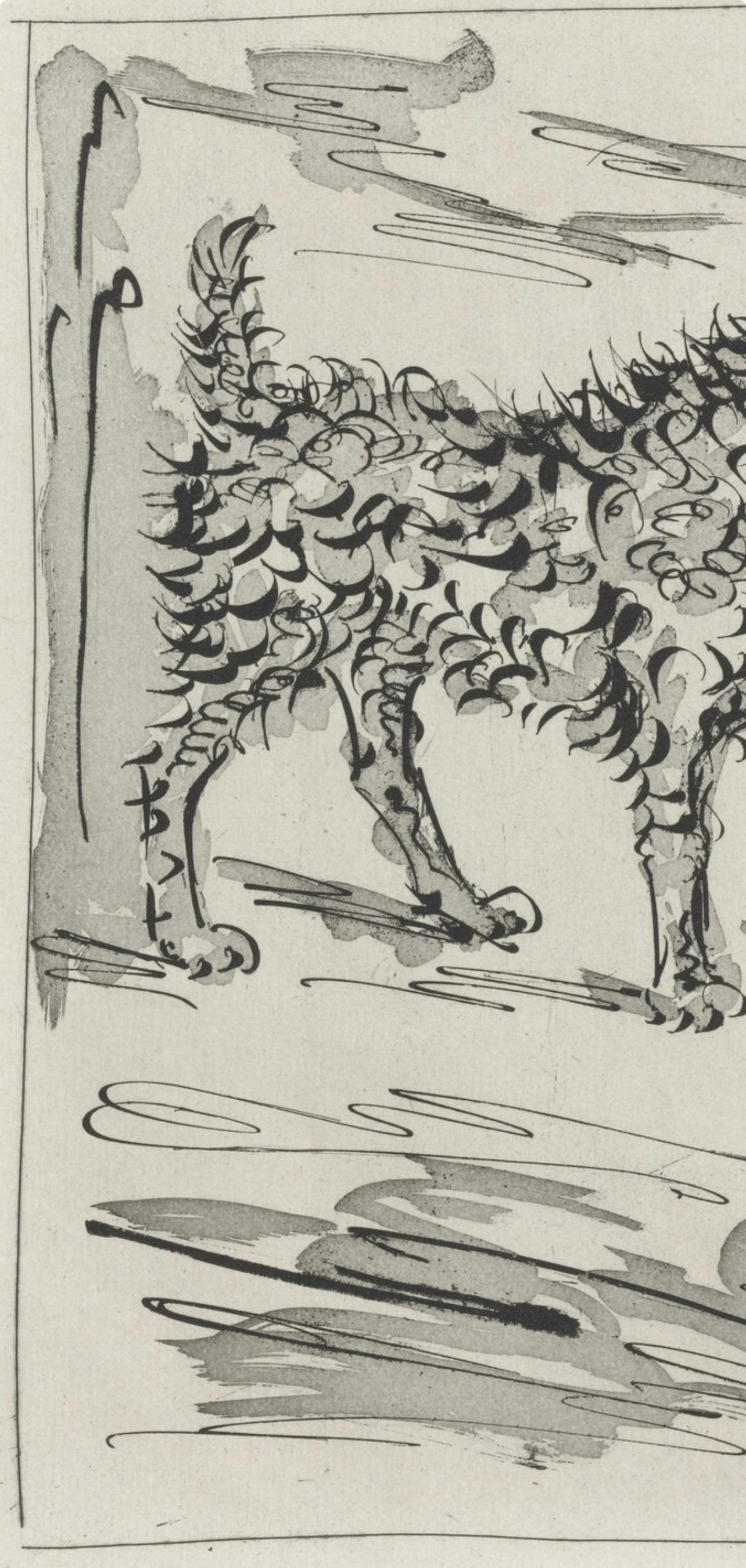 Picasso, Le Chien, Histoire naturelle (after) - Gray Landscape Print by Pablo Picasso