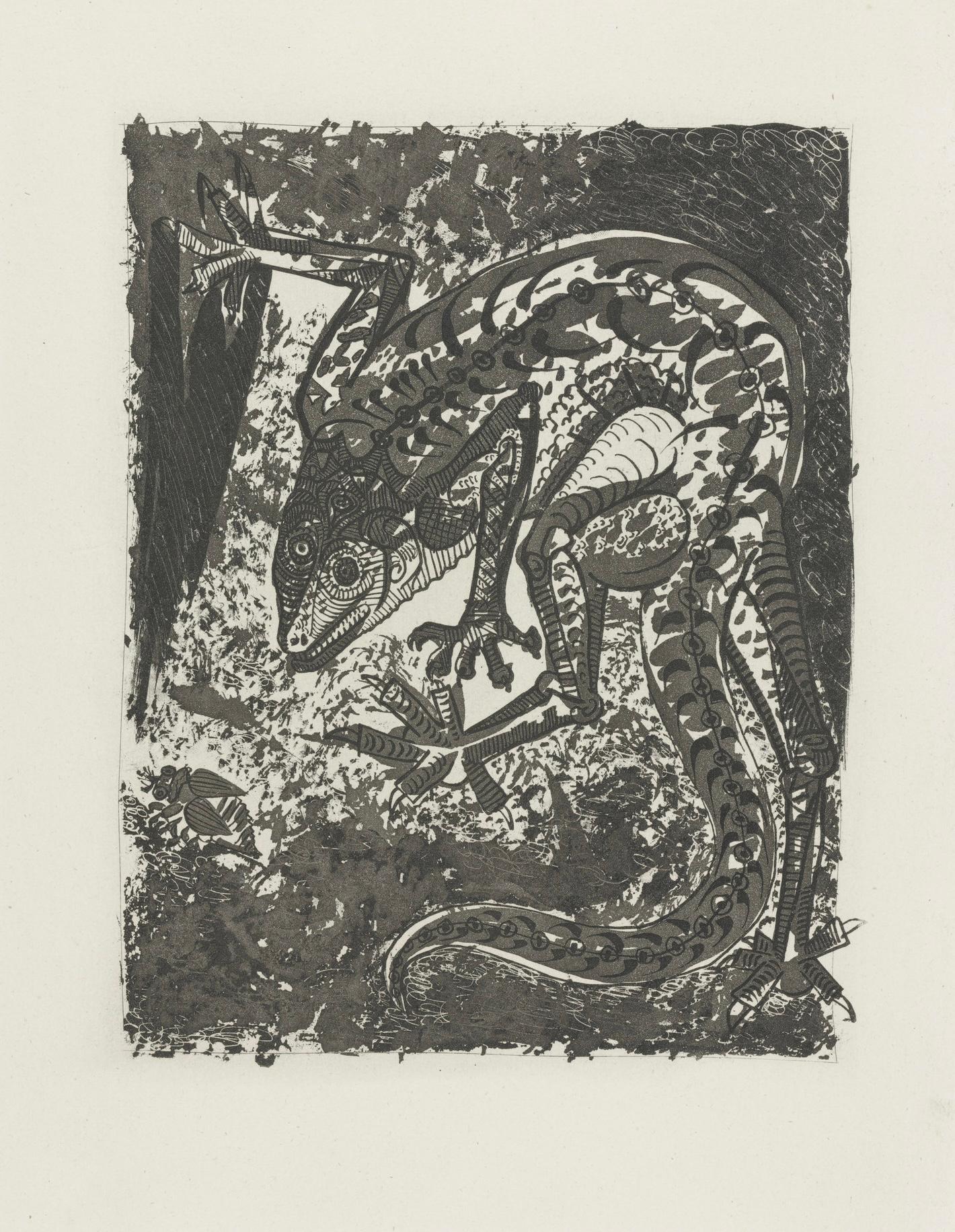 Litografia su carta papier bouffant des Papeteries de Casteljoux. Non firmato e non numerato, come da edizione. Buone condizioni. Note: Dal folio, Eaux-fortes originale pour des textes de Buffon (Histoire naturelle), 1970. Pubblicato da Martin