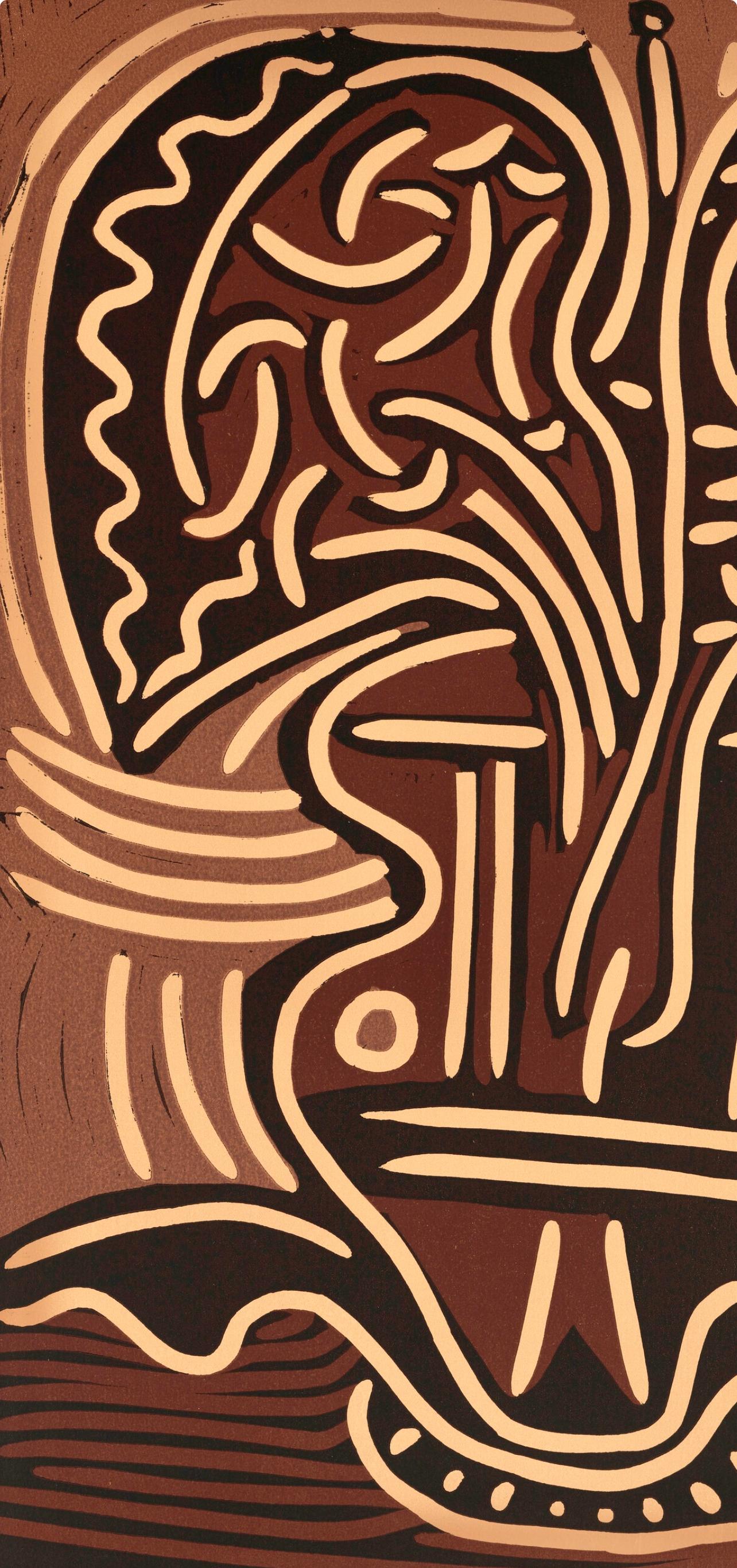 Picasso, Le vase de fleurs (Orozco 214), Grabados al linóleo (after) - Cubist Print by Pablo Picasso