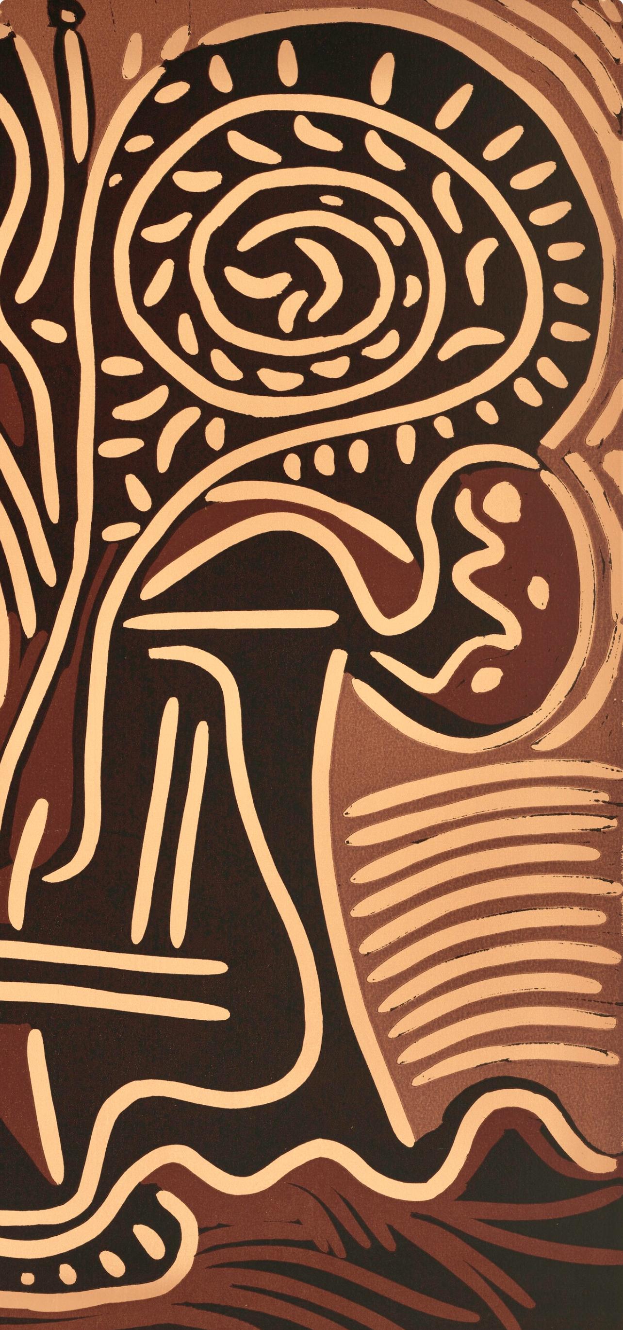 Picasso, Le vase de fleurs (Orozco 214), Grabados al linóleo (after) - Brown Figurative Print by Pablo Picasso