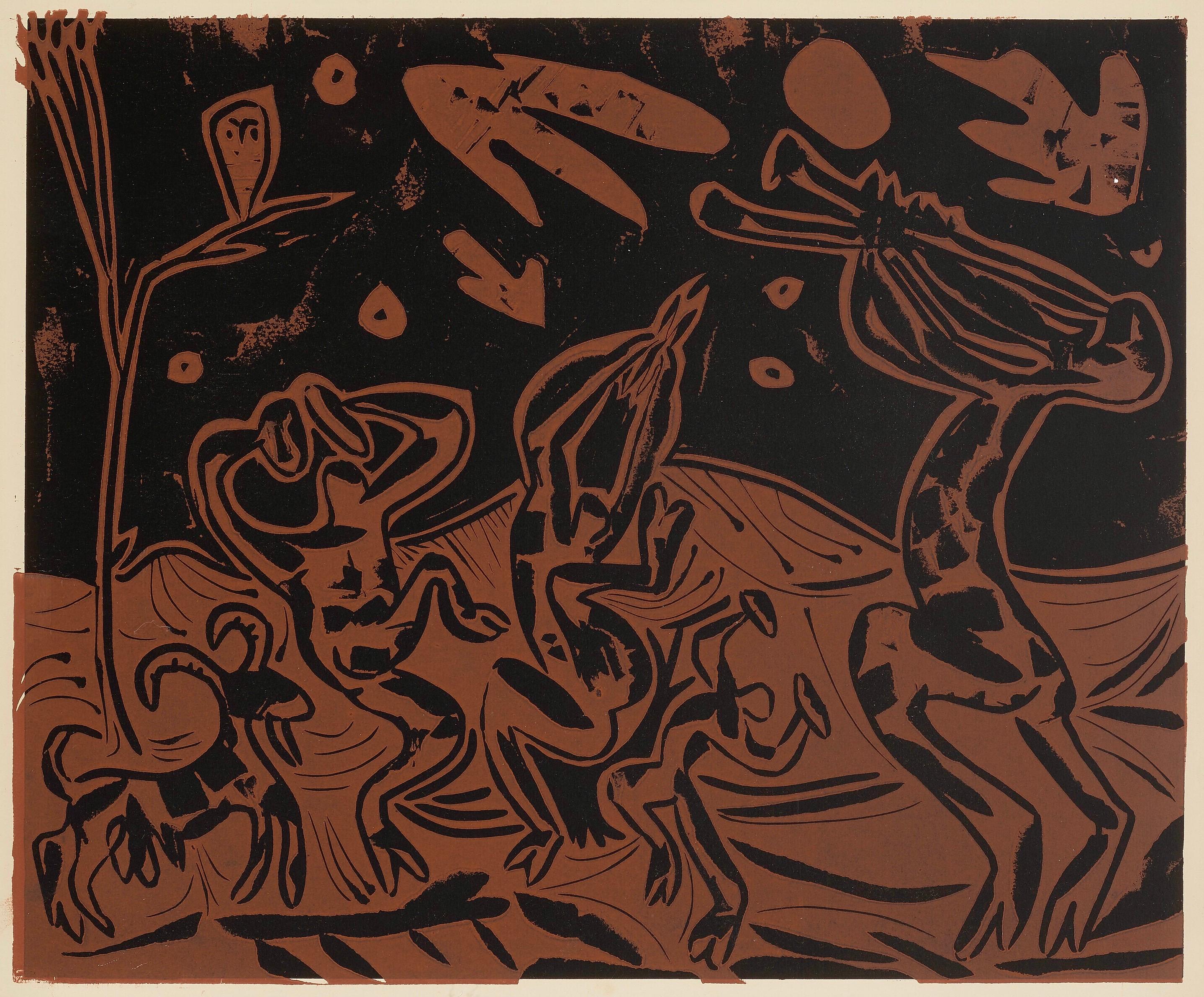 Picasso, Les danseurs au hibou (Orozco 214), Grabados al linóleo (nach)