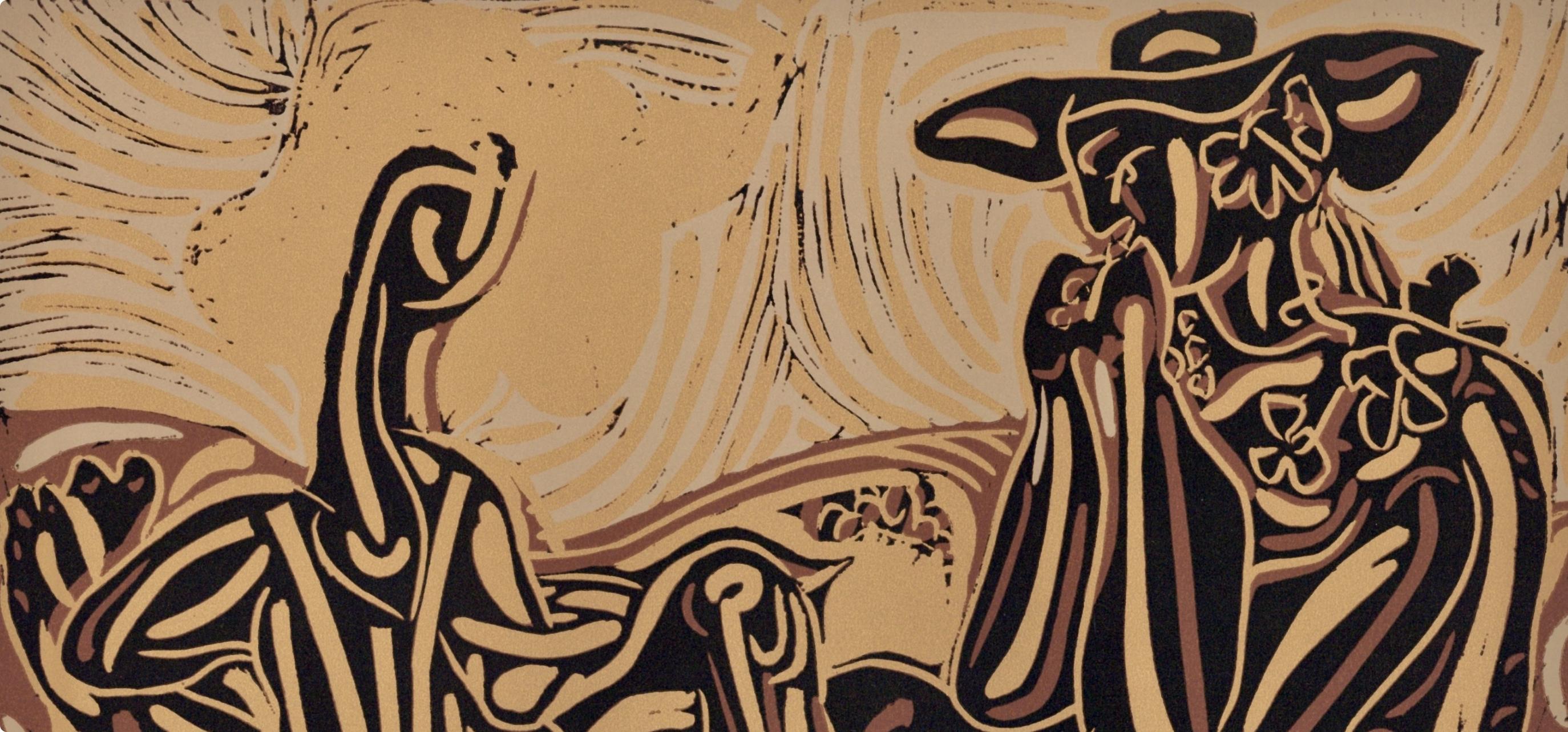 Picasso, Les Vendangeurs (Orozco 214), Grabados al linóleo (nach) – Print von Pablo Picasso