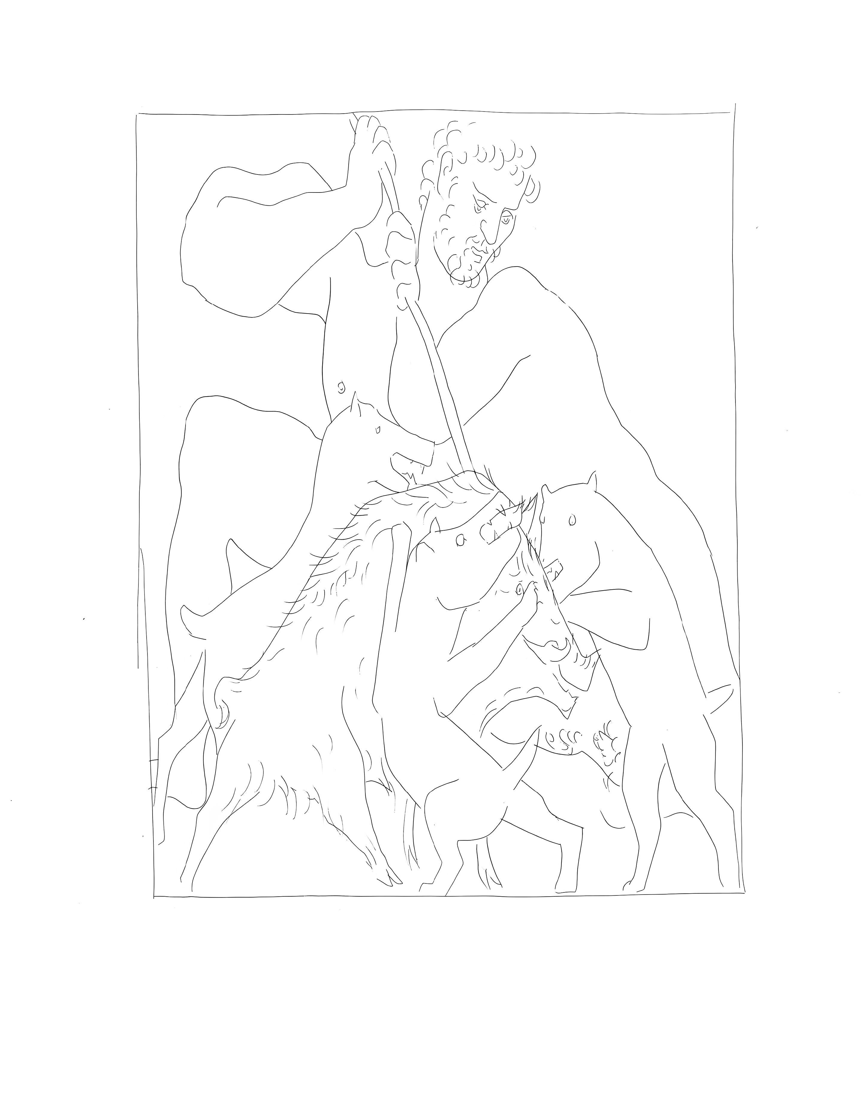 Lithograph on vélin papier Vergé fin blanc des papeteries de Bellerive paper. Paper size: 11.02 x 8.66 inches. Inscription: Unsigned and unnumbered, as issued. Notes: From the folio, Suite des reproductions des Eaux-fortes de Pablo Picasso pour