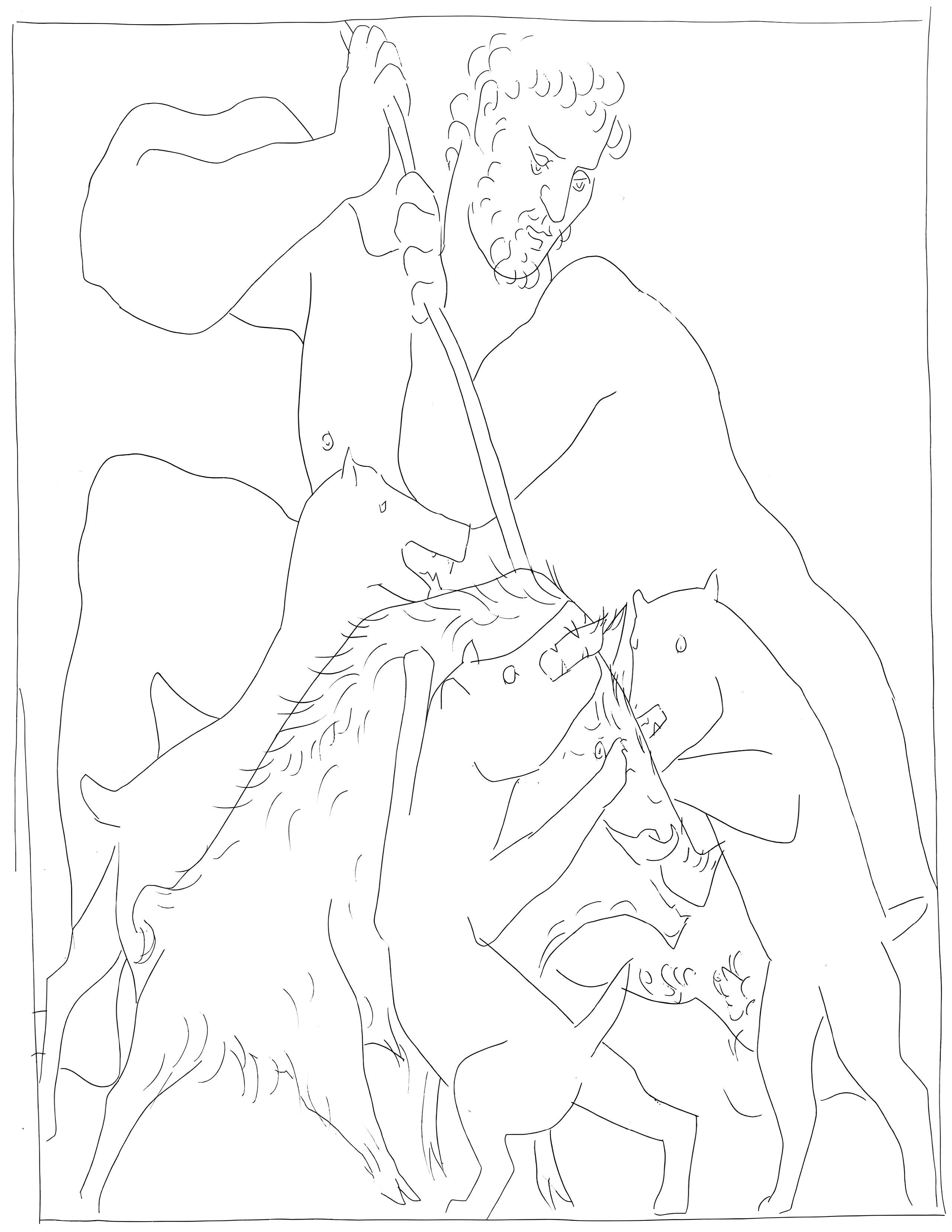 Pablo Picasso Figurative Print - Picasso, Méléagre tue le sanglier de Calydon, Les Métamorphoses (after)