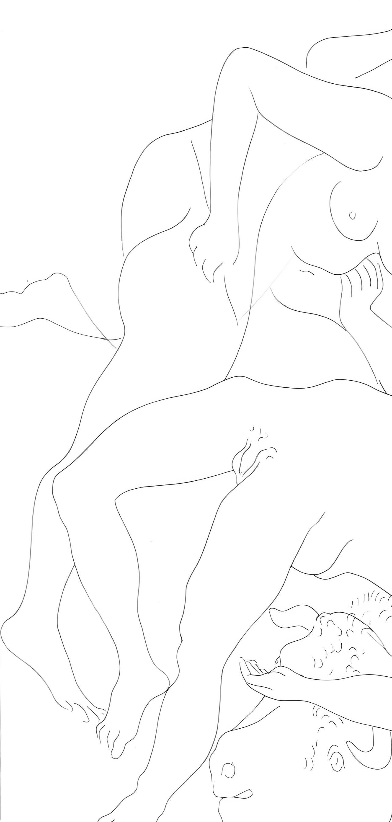 Picasso, Mort d'Orphée, Les Métamorphoses (after) - Gray Abstract Print by Pablo Picasso