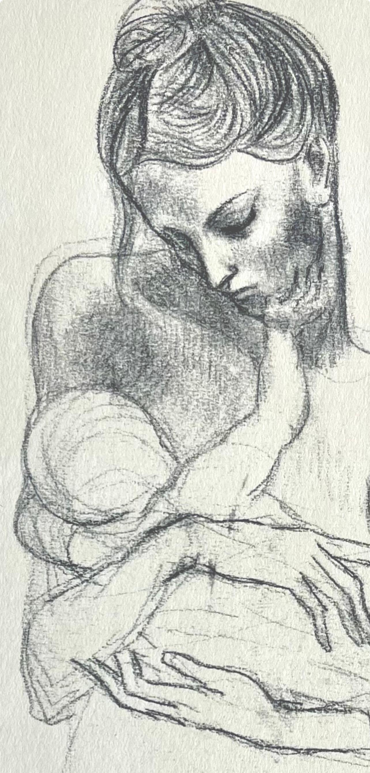 Picasso, Mutter und Kind (Orozco 95), Picasso (nach) (Beige), Landscape Print, von Pablo Picasso
