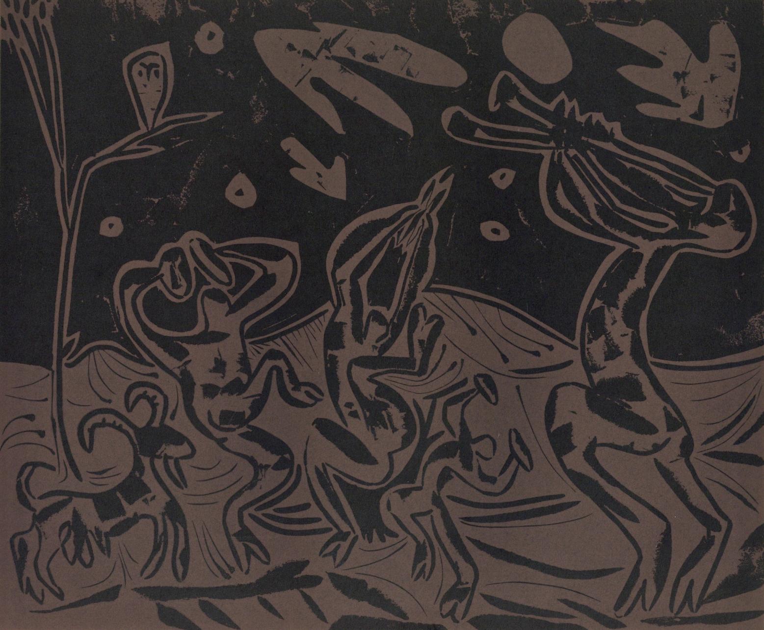 Picasso, Danse noire avec un hibou, Pablo Picasso-Linogravures (d'après)