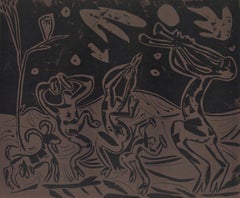Picasso, Danse noire avec un hibou, Pablo Picasso-Linogravures (d'après)