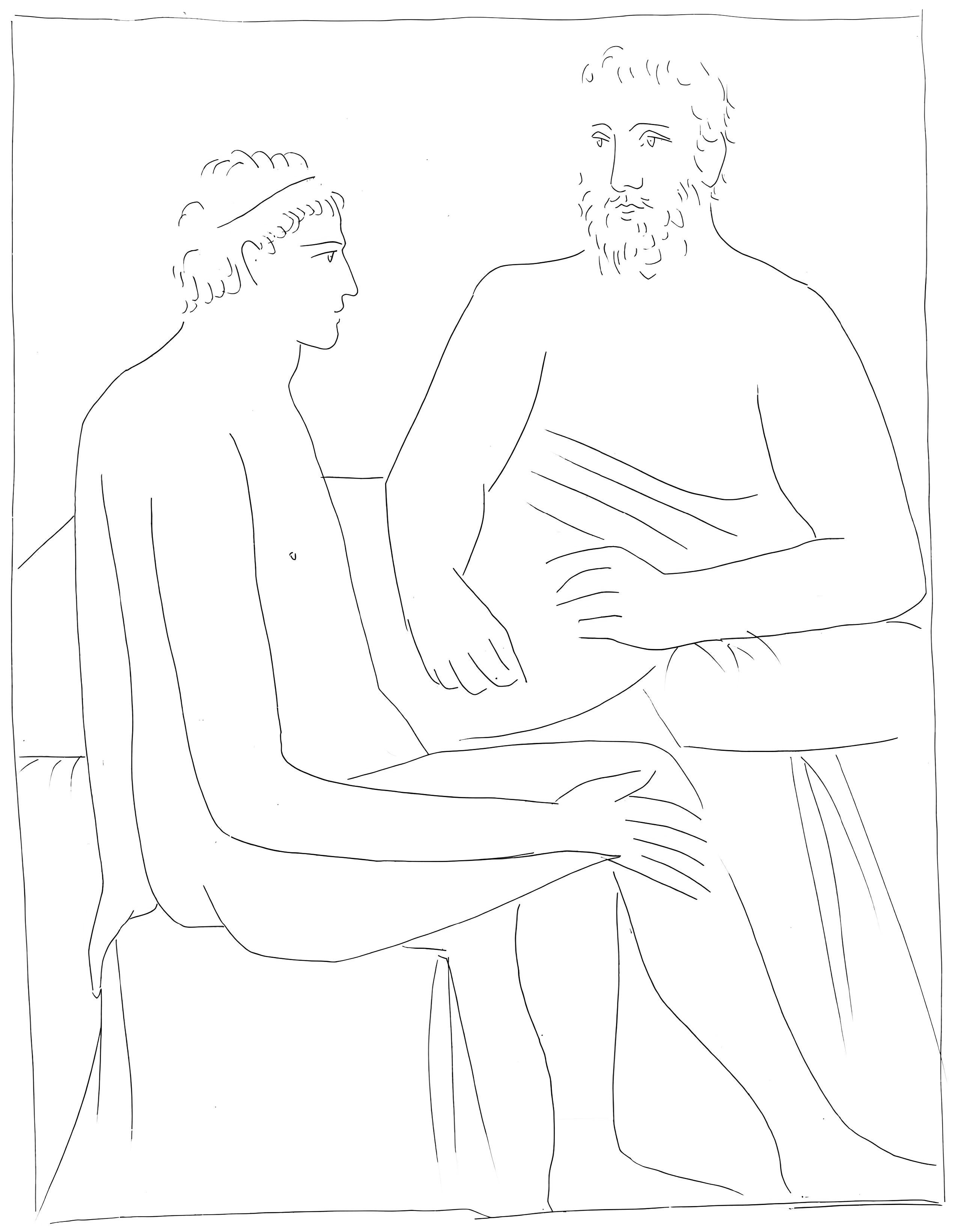 Pablo Picasso Figurative Print - Picasso, Numa suit les cours de Pythagore, Les Métamorphoses (after)
