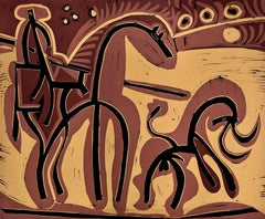Picasso, Picador et Bull, Pablo Picasso-Linogravures (d'après)