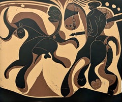 Picasso, Picador et taureau volant, Pablo Picasso-Linogravures (d'après)