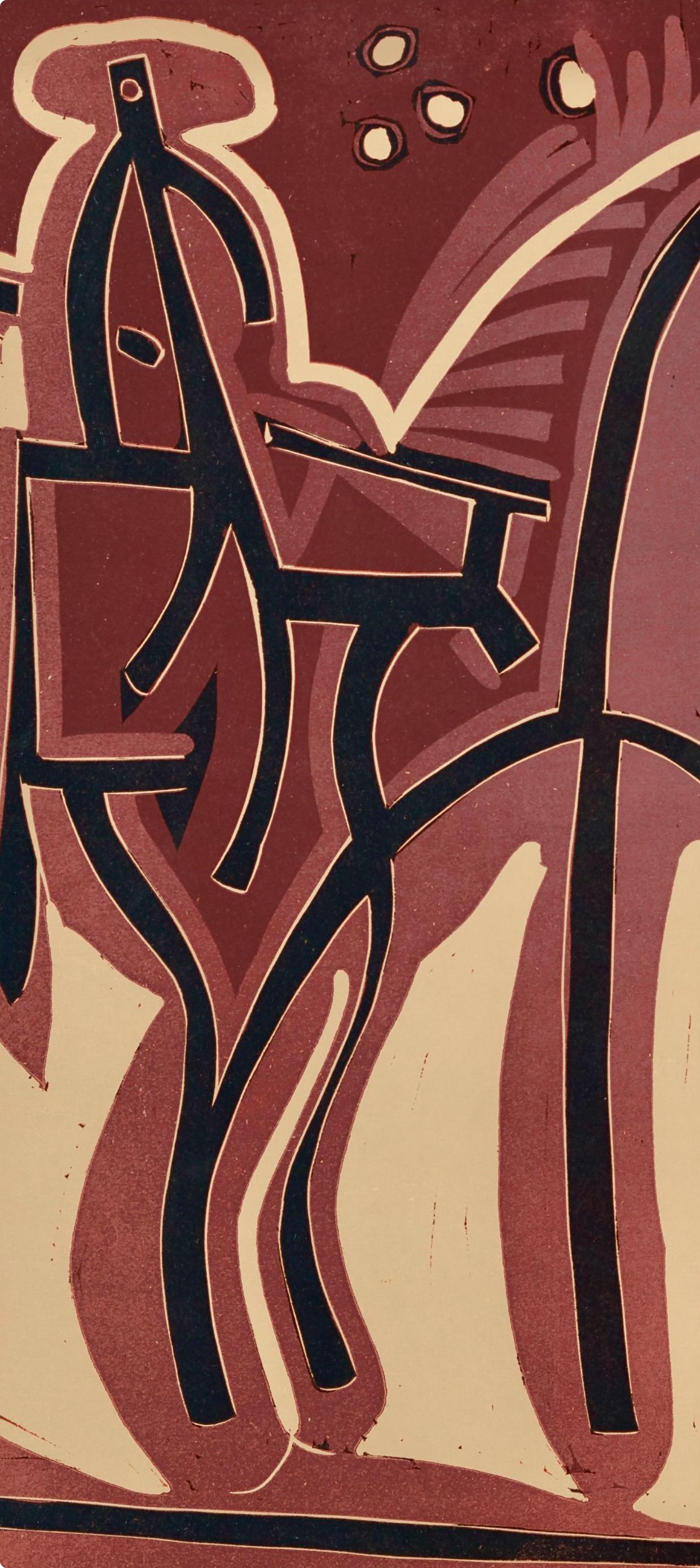 Picasso, Picador et Taureau (Orozco 214), Grabados al linóleo (after) - Brown Abstract Print by Pablo Picasso