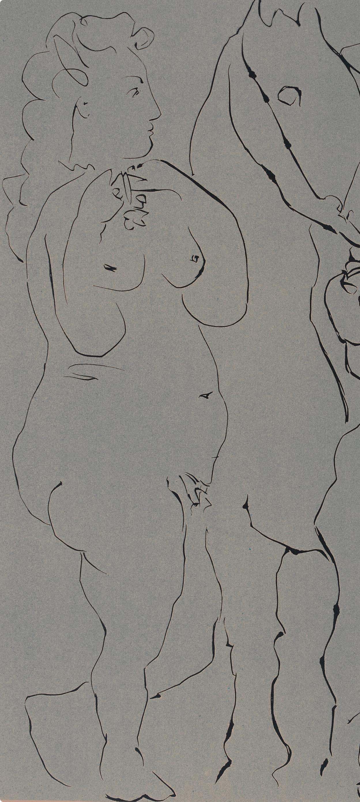 Picasso, Picador, Frau am Cheval (Orozco 214), Grabados al linóleo (nach) (Kubismus), Print, von Pablo Picasso