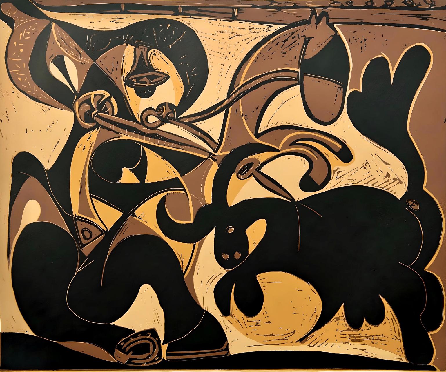 Picasso, Picador Goading Bull, Pablo Picasso-Linogravures (after)