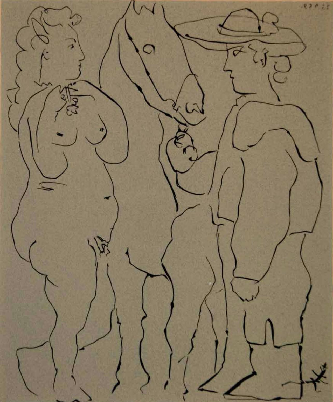 Pablo Picasso Figurative Print - Picasso, Picador, Woman, and Horse, Éditions Cercle d’Art (after)