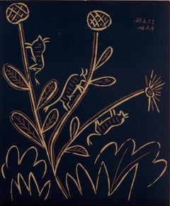 Picasso, Pflanze mit kleinen Stier, Pablo Picasso-Linogravuren (nach)