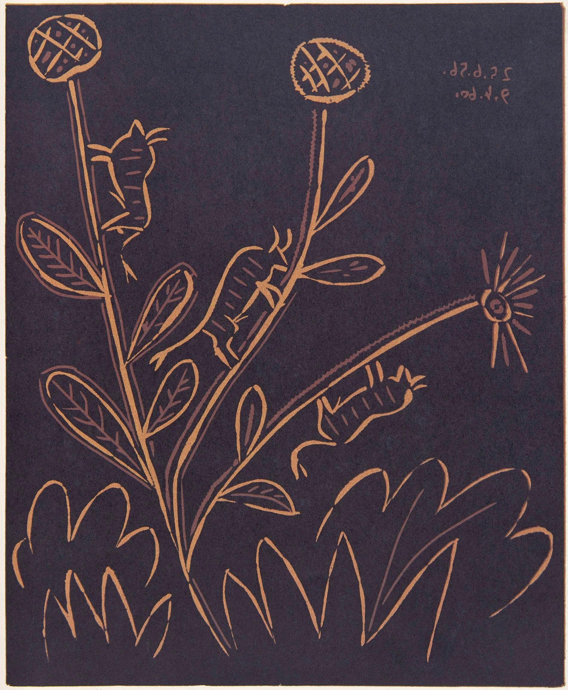 Abstract Print Pablo Picasso - Picasso, Plante aux Toritos (Orozco 214), Grabados al linóleo (d'après)