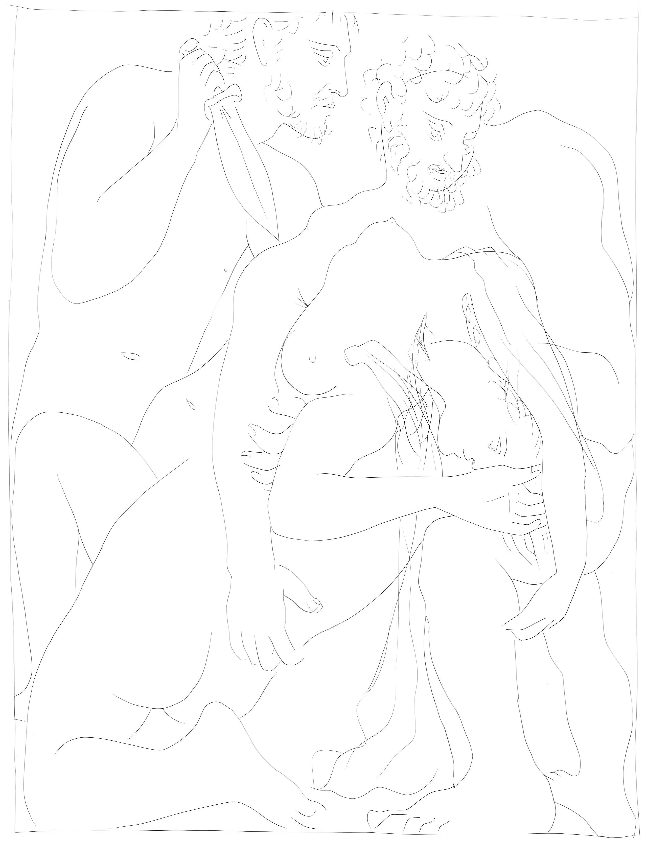 Pablo Picasso Figurative Print - Picasso, Polyxène, fille de Priam, est égorgée, Les Métamorphoses (after)