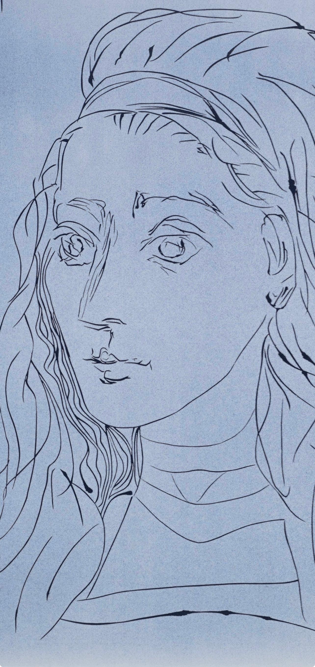Picasso, Portrait de Jacqueline (Orozco 214), Grabados al linóleo (d'après) - Print de Pablo Picasso