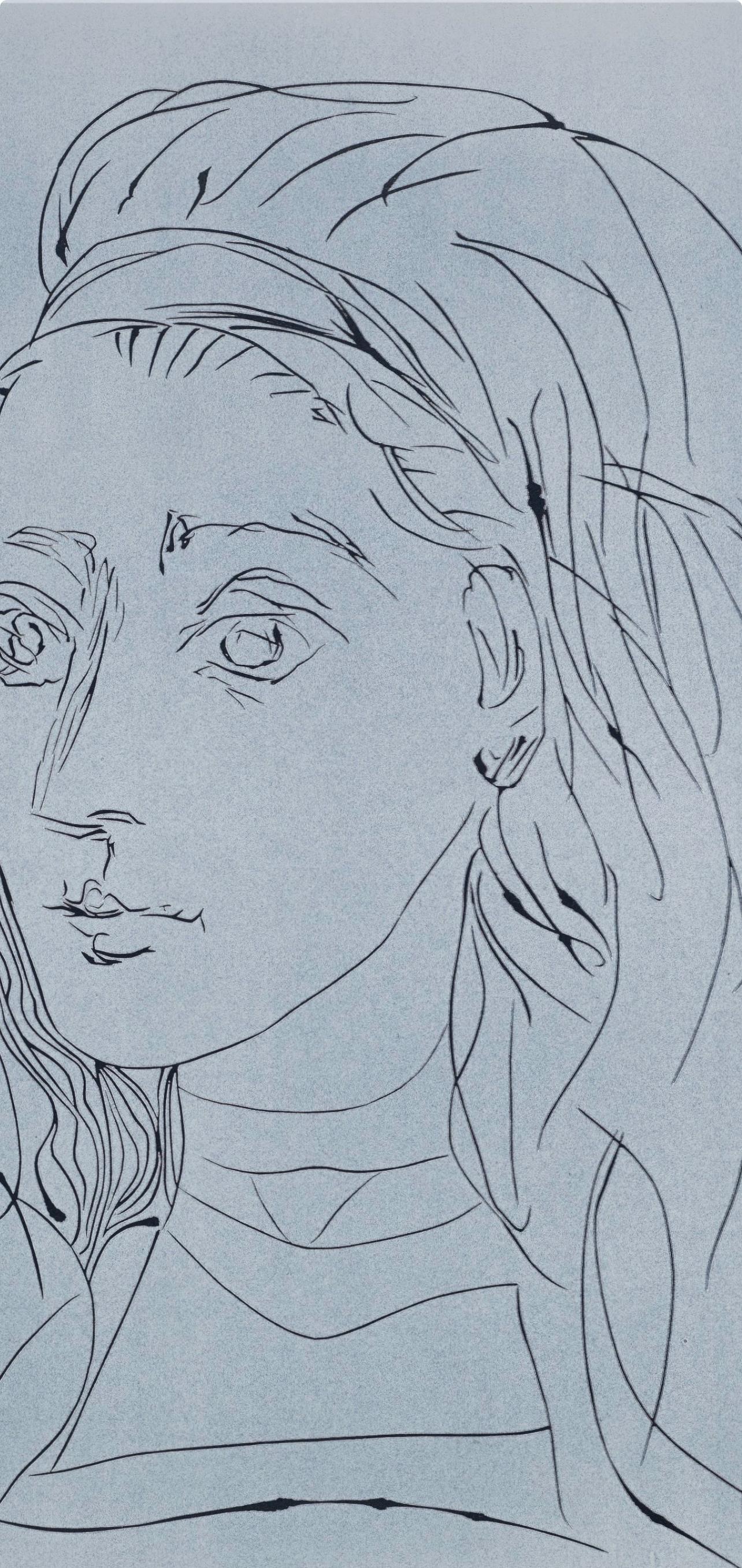 Picasso, Portrait de Jacqueline (Orozco 214), Grabados al linóleo (after) - Cubist Print by Pablo Picasso