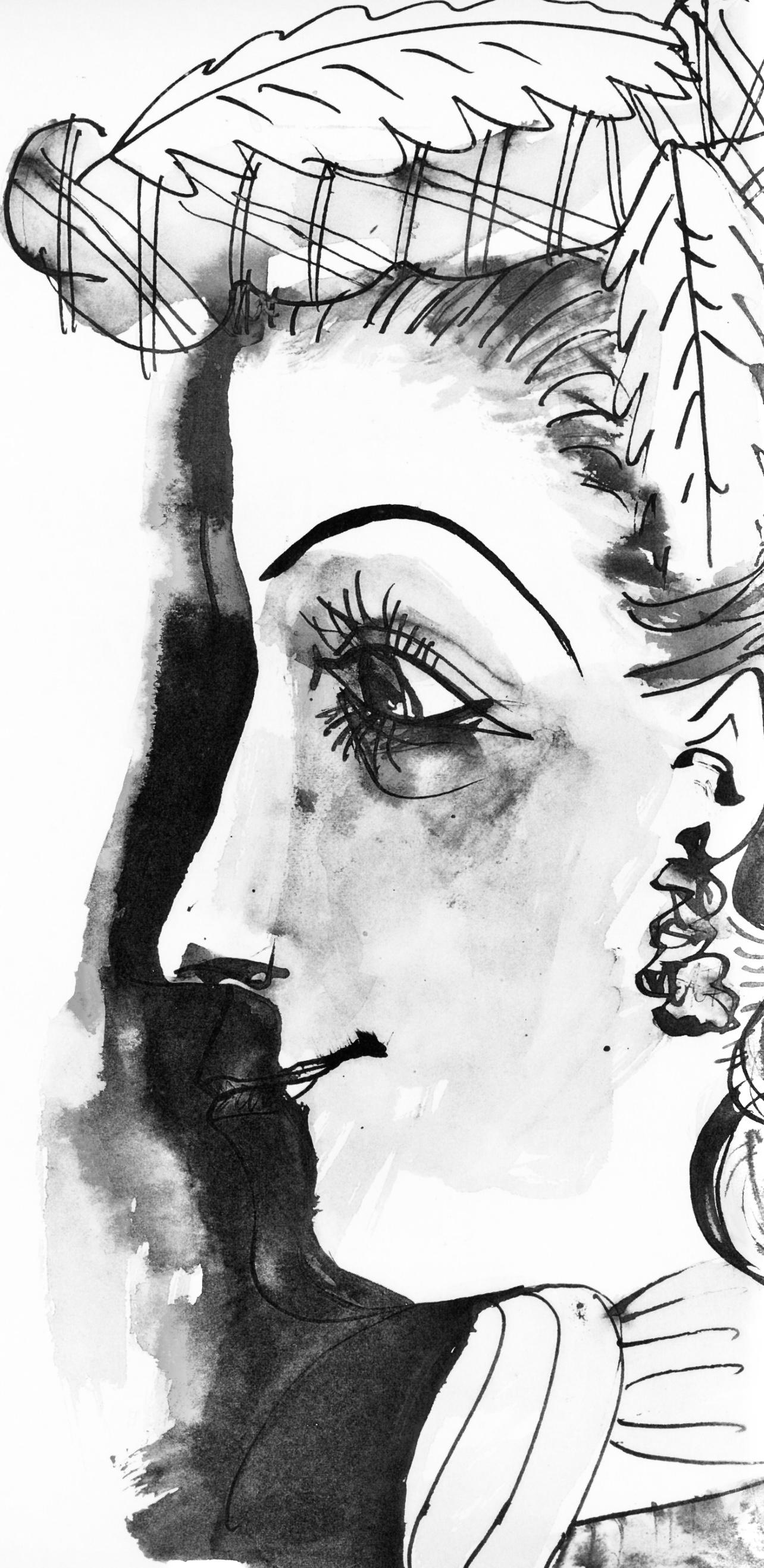 Picasso, Profil de jeune fille en chapeau (Cramer 84; J./S. 77) (dopo) - Print di Pablo Picasso