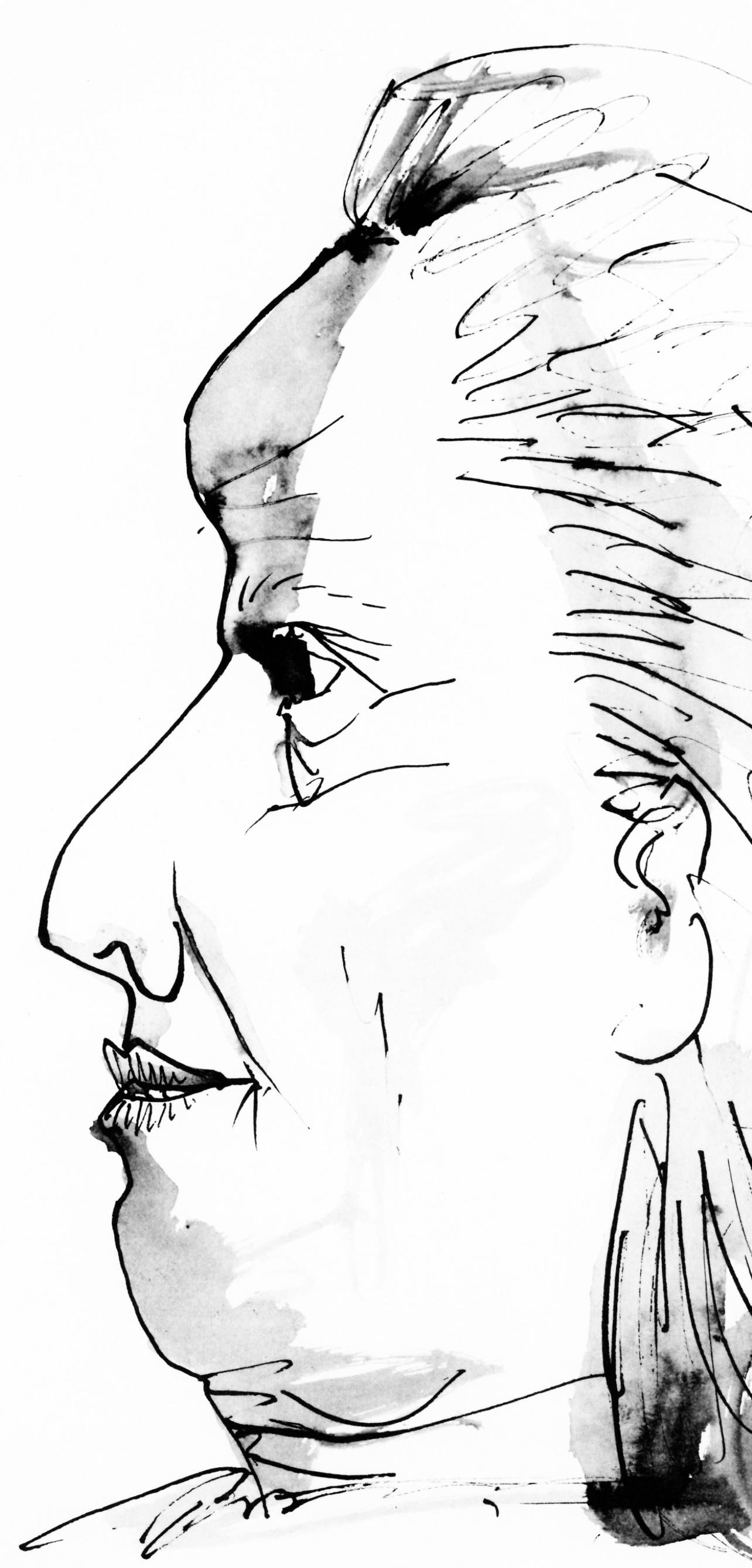 Picasso, Profil de vieille femme, trait et lavis (Cramer 84; J./S. 77) (dopo) - Print di Pablo Picasso