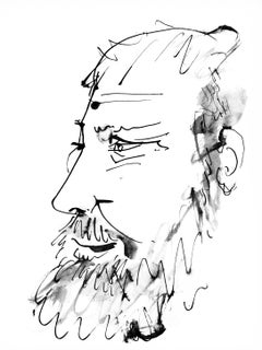 Picasso, Profil gauche de vieil homme, trait et lavis (C.84 ; J./S. 77) (d'après)